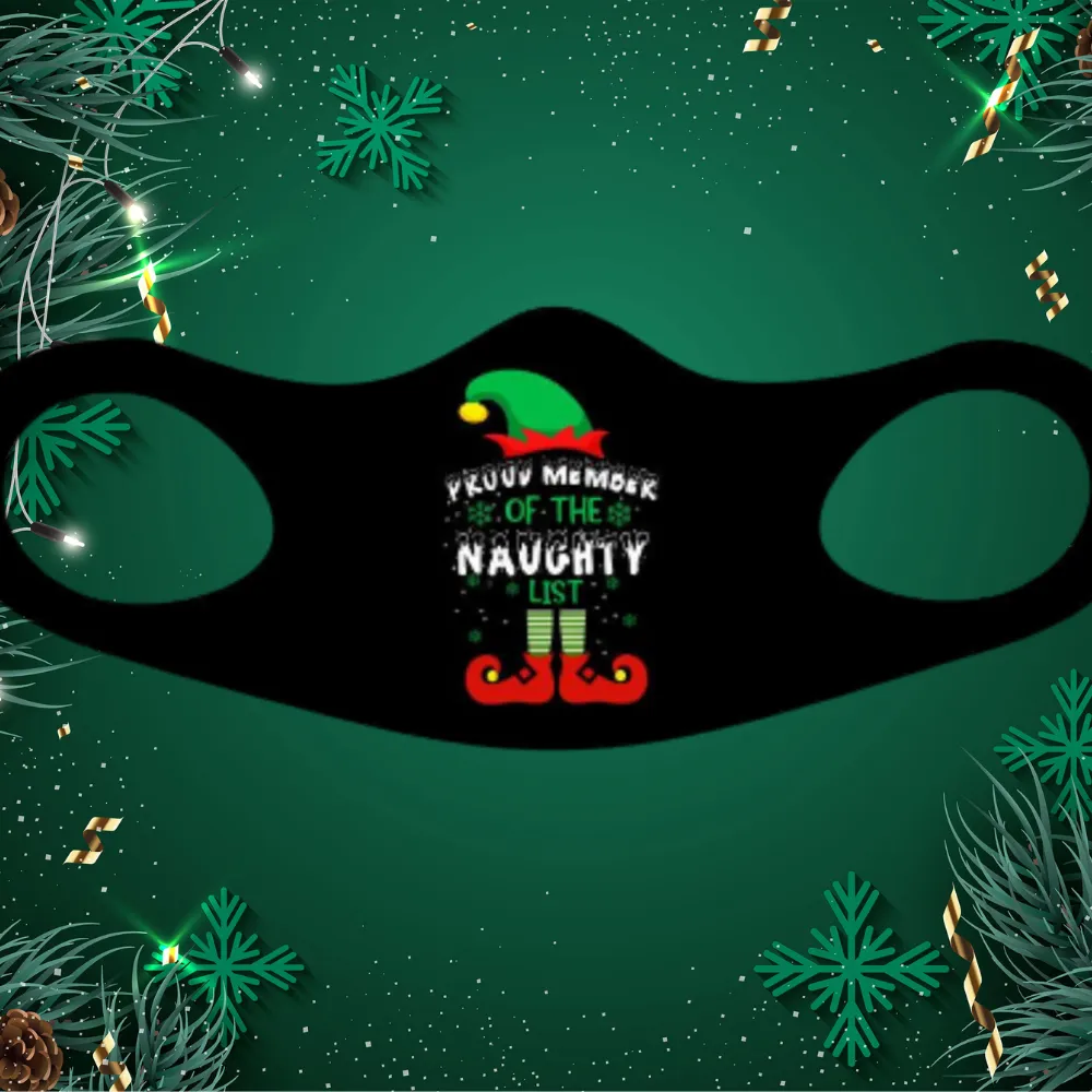 Proud Member Of The Naughty List Christmas Fitted Face Mask And Covering