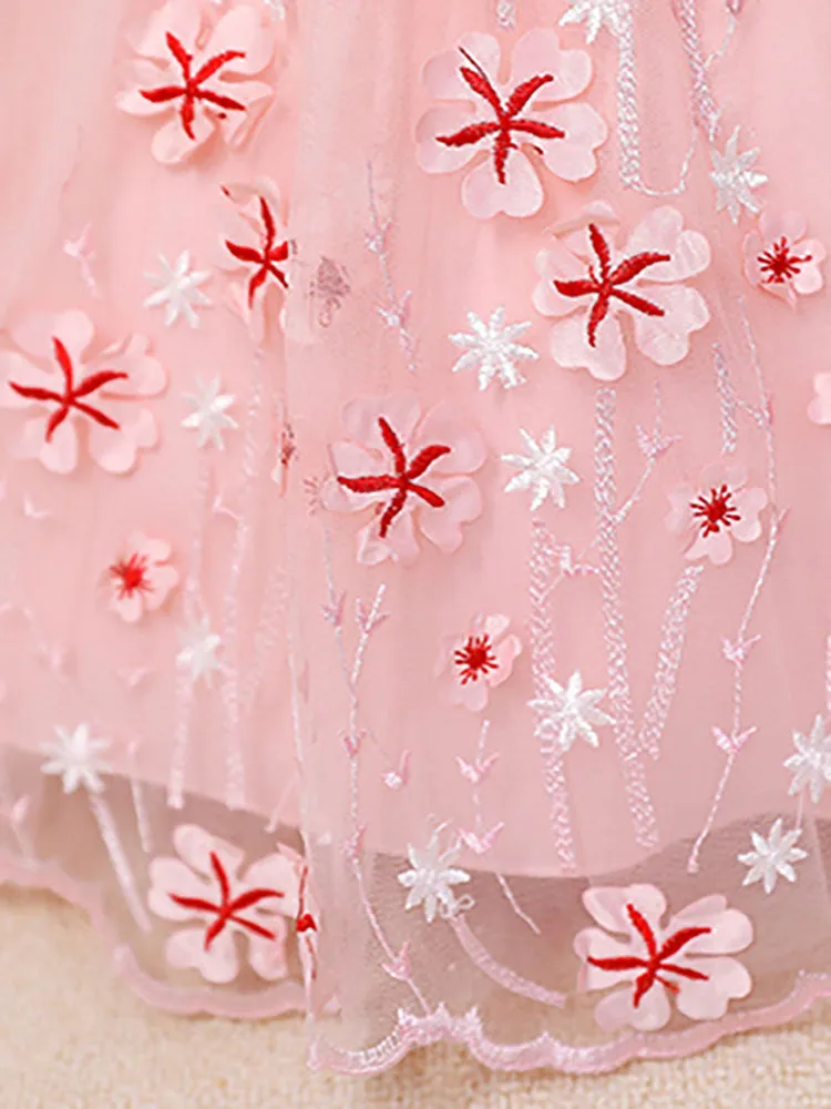 Purple Jewel Neck Cotton Tulle Sleeveless Short A-Line Embroidered Kids Party Dresses