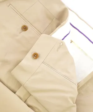 RALPH LAUREN PURPLE LABEL - Beige Cotton/Elastane Flat Front Pants - 34W 32L