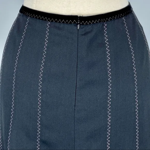 Rebecca Taylor Black Silk Flare Skirt Pink Stitch 8