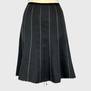Rebecca Taylor Black Silk Flare Skirt Pink Stitch 8