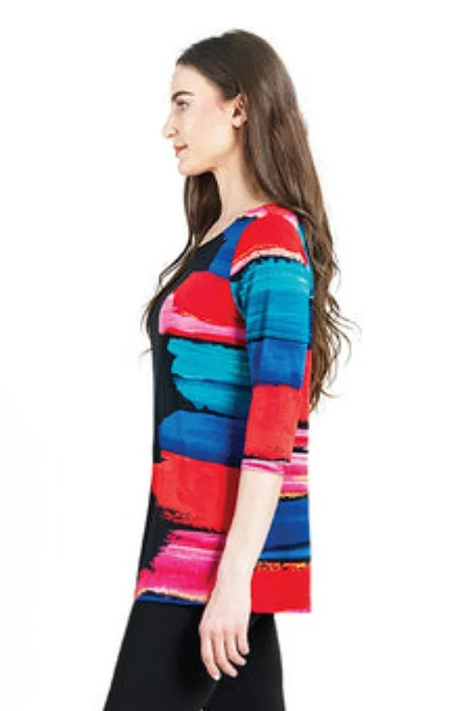 Red Paint Stroke Scoop Neck Tunic