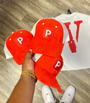 RED PUSHIN P PREMIUM SUEDE TRUCKER HAT