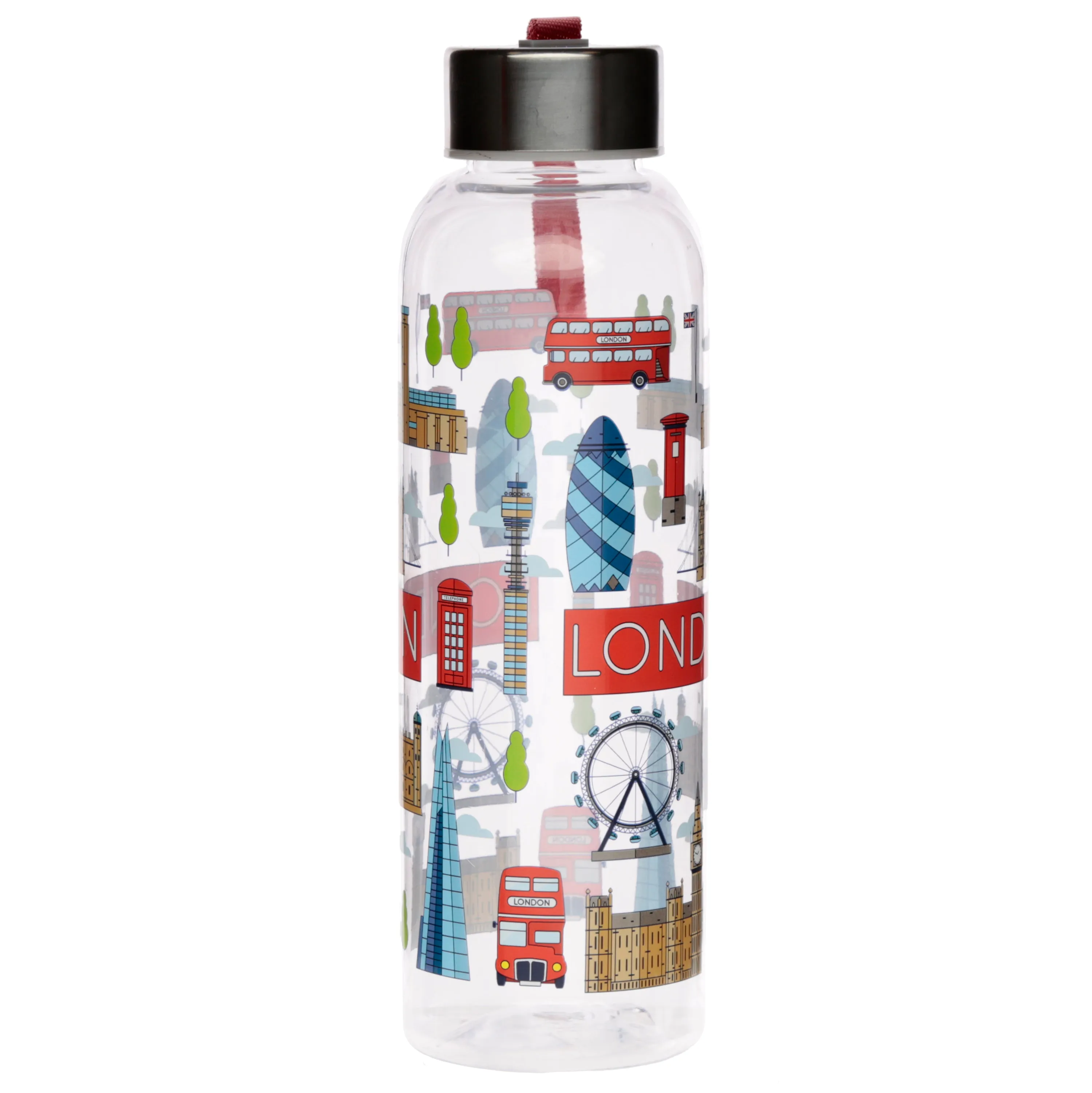 Reusable London Icons 500ml Water Bottle with Metallic Lid