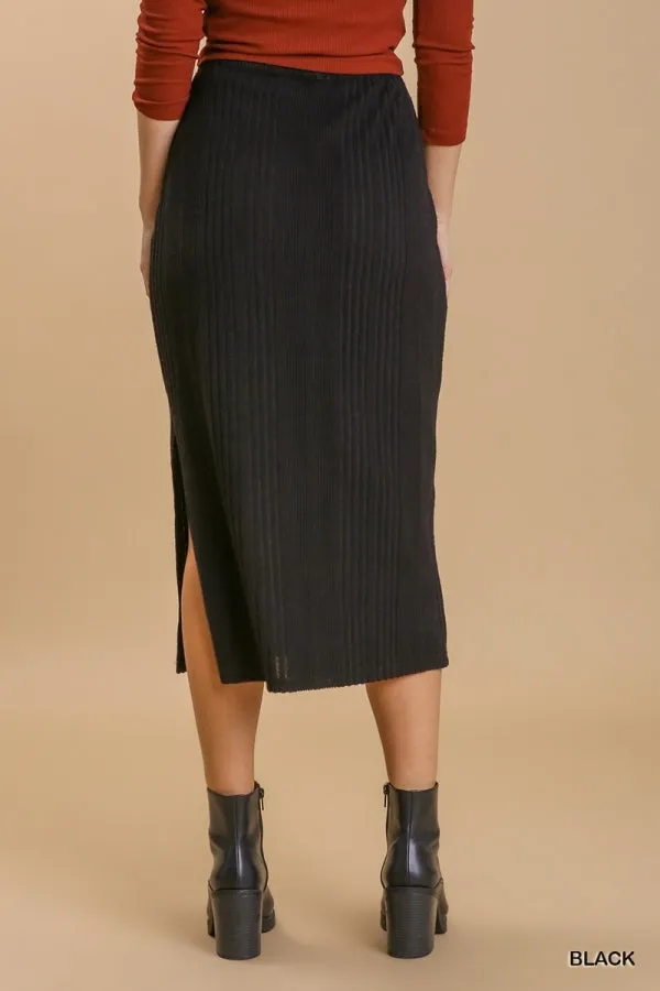 Ribbed Midi Skirt