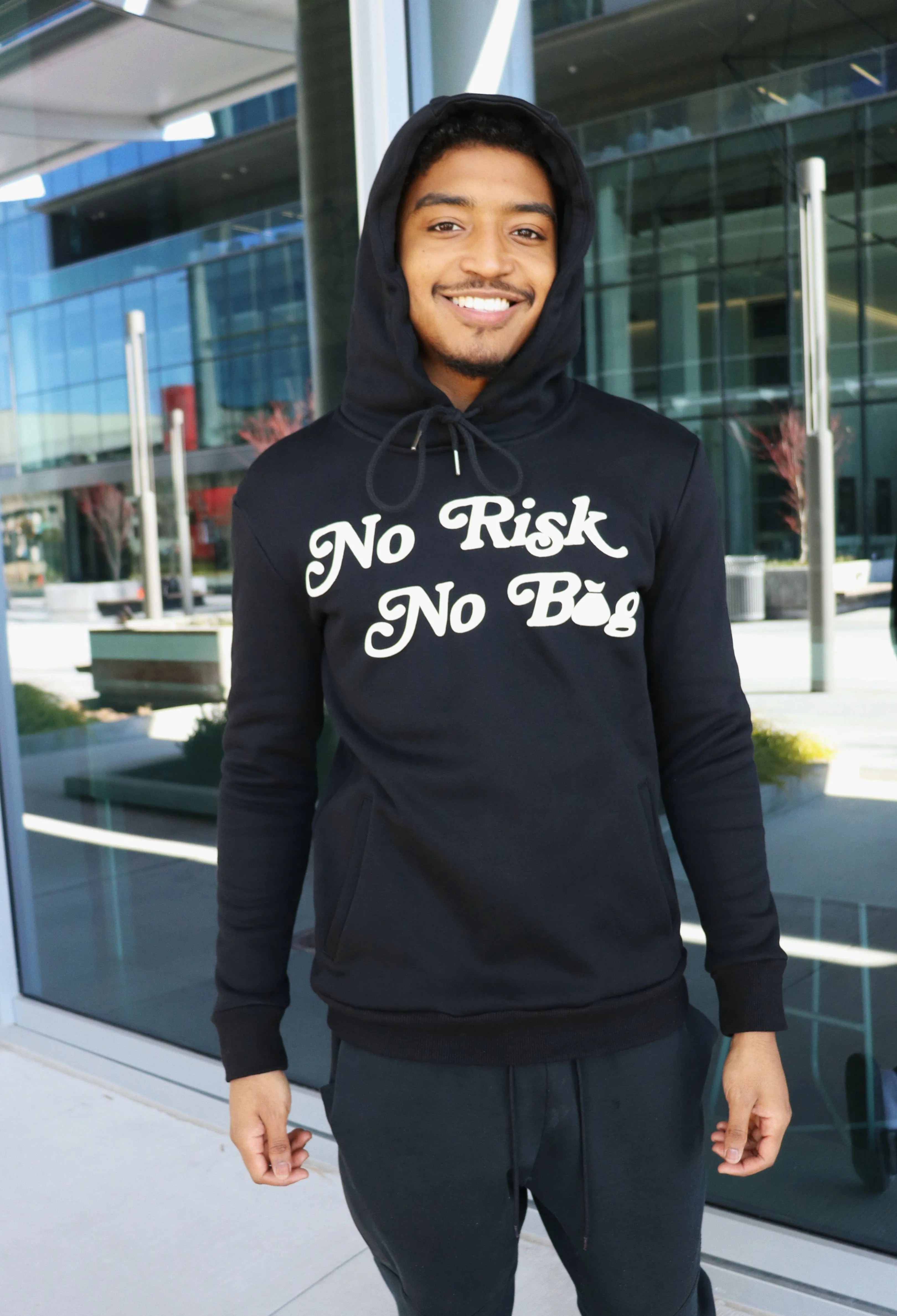 RISKY REWARDS PUFF PRINT NO RISK NO BAG PREMIUM COTTON PULLOVER HOODIE
