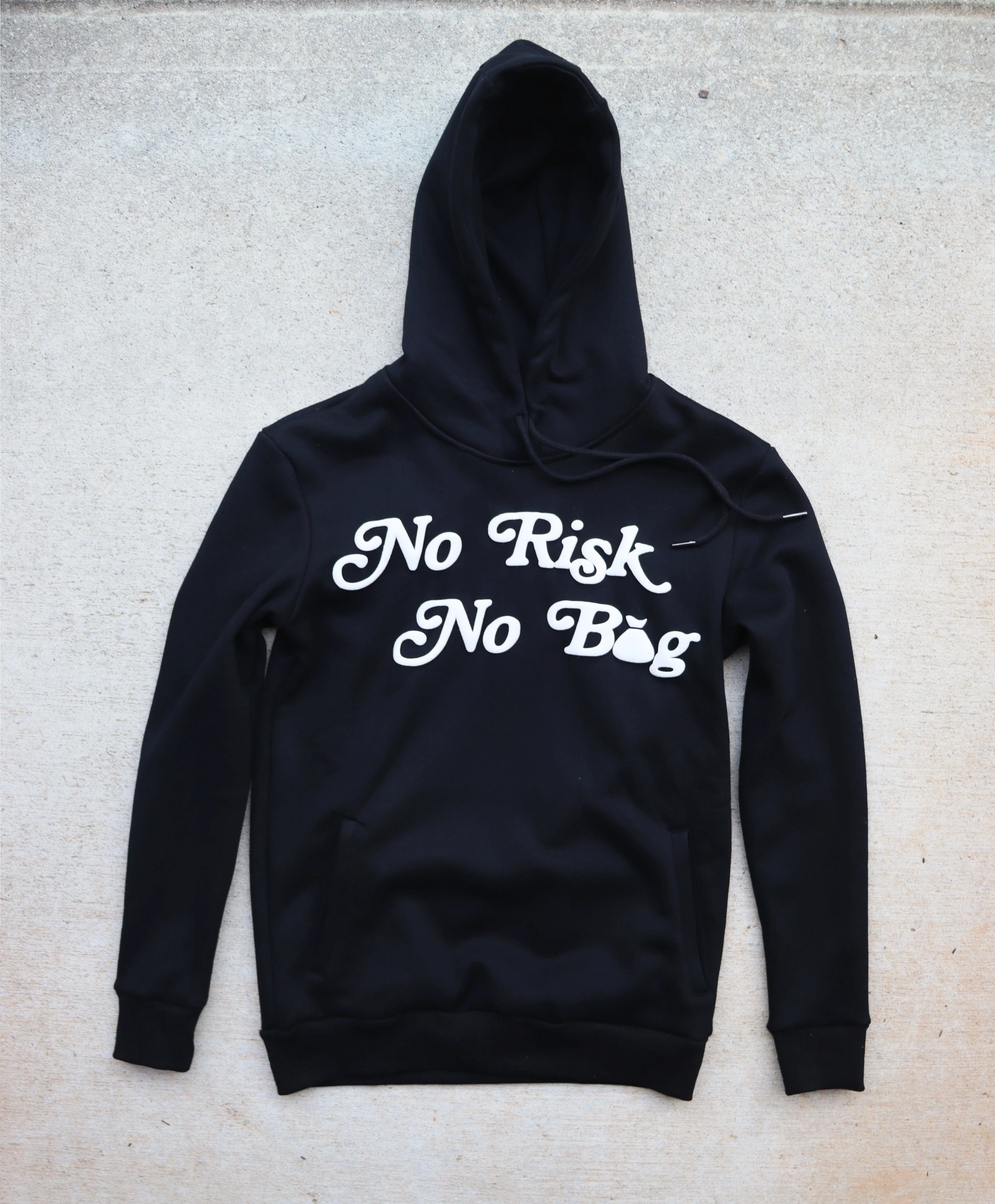 RISKY REWARDS PUFF PRINT NO RISK NO BAG PREMIUM COTTON PULLOVER HOODIE