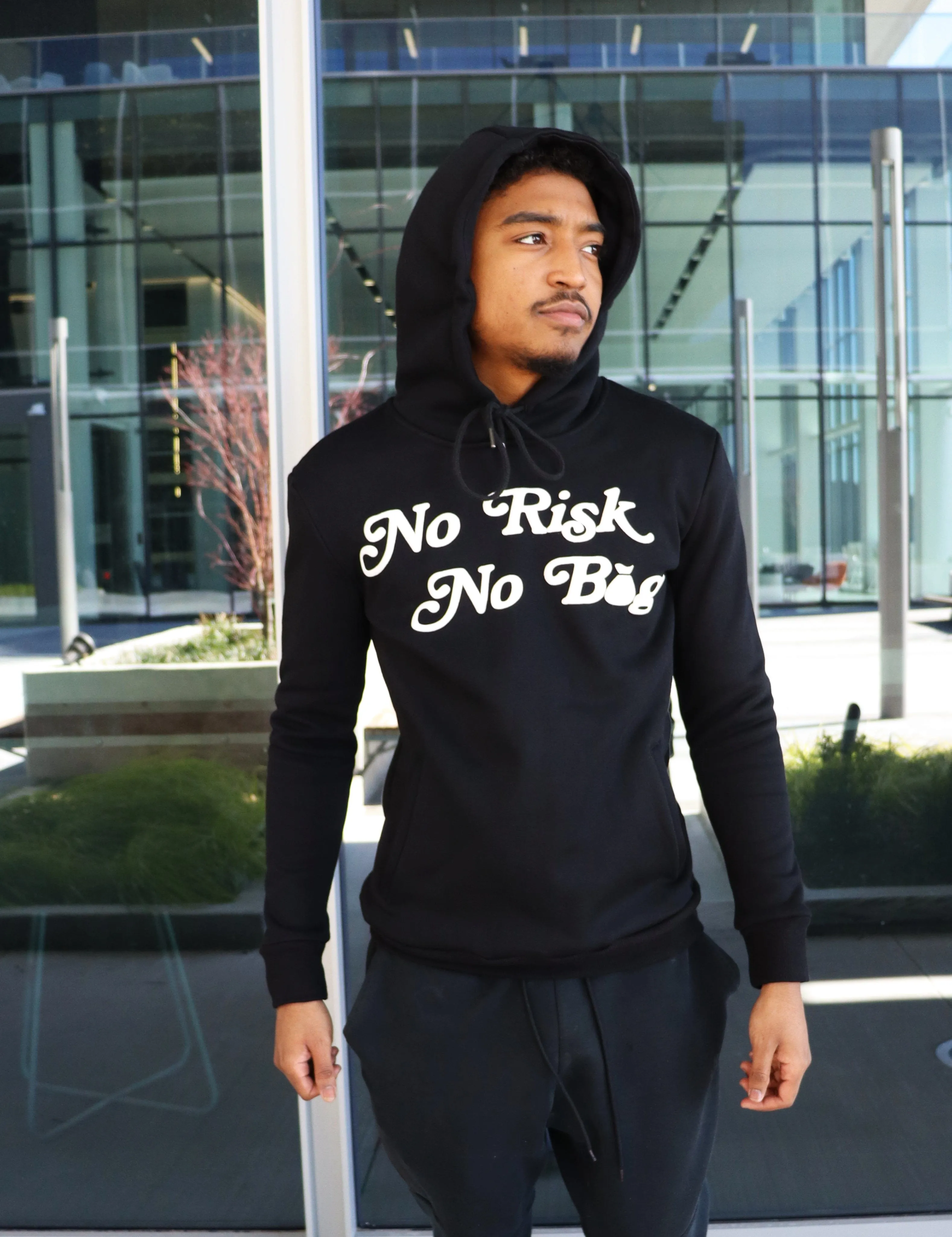 RISKY REWARDS PUFF PRINT NO RISK NO BAG PREMIUM COTTON PULLOVER HOODIE