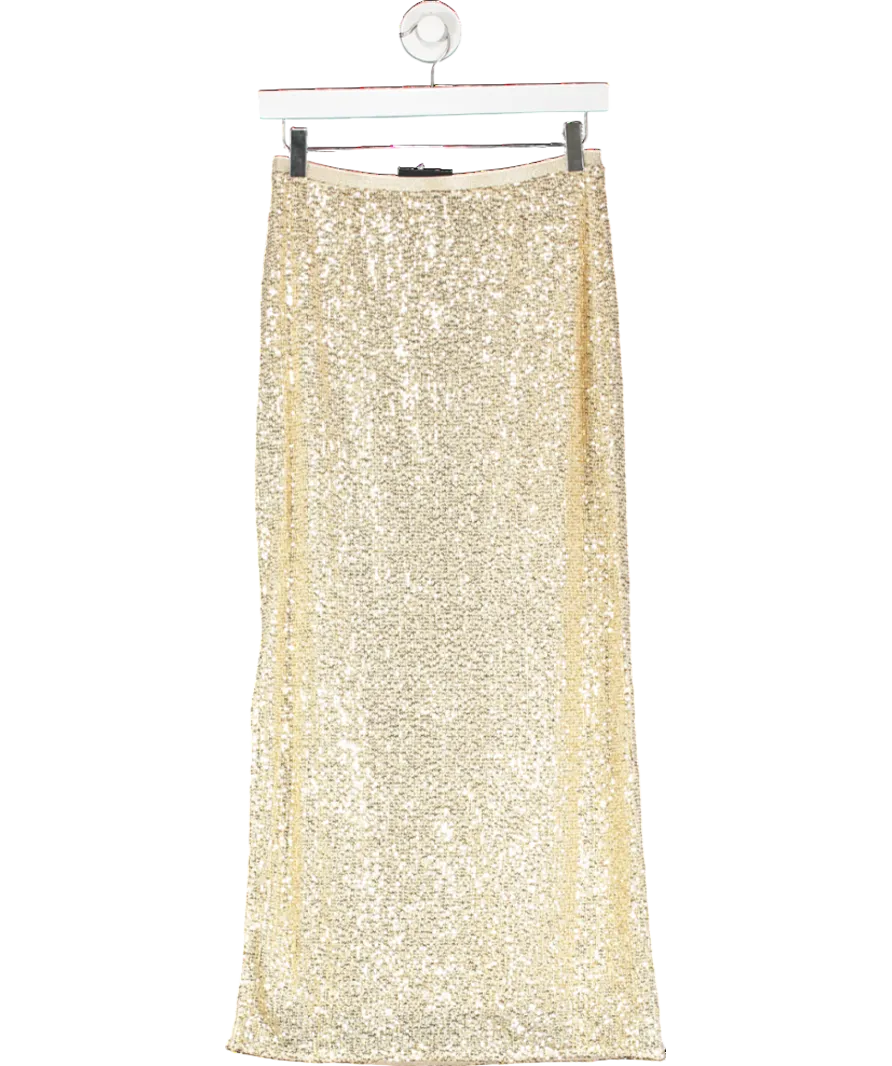River Island Metallic Sequin Pull On Midi Skirt UK 6