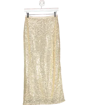 River Island Metallic Sequin Pull On Midi Skirt UK 6