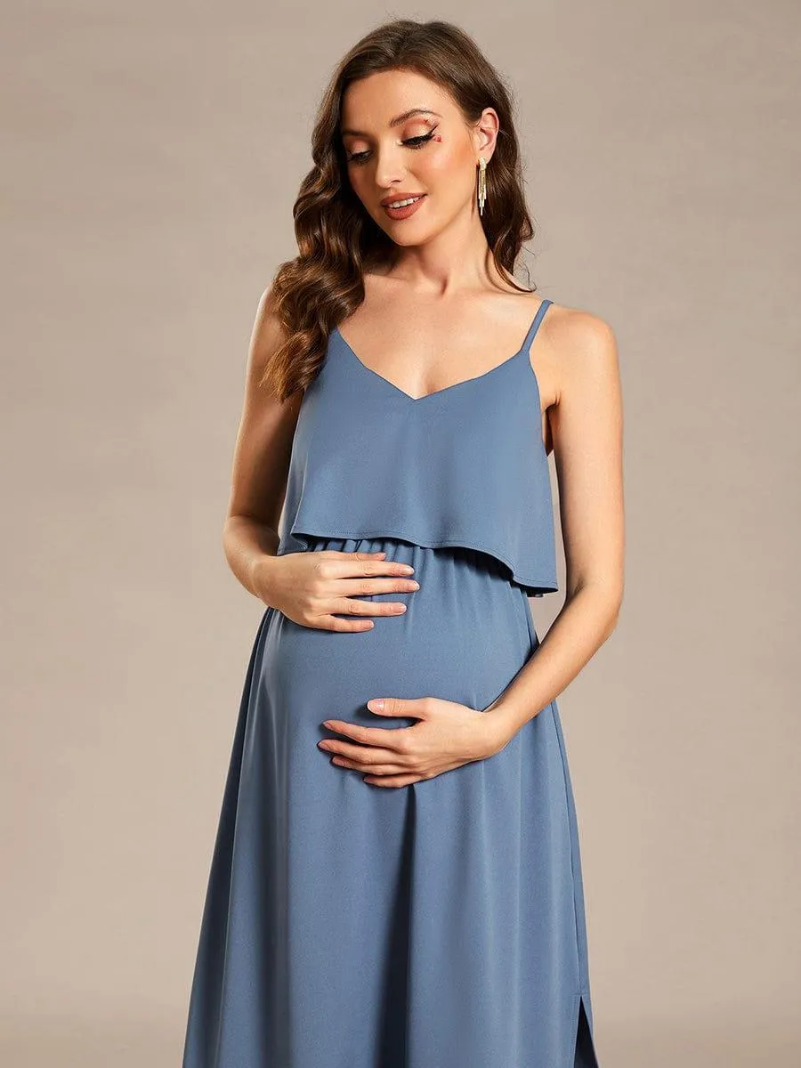Robe de maternité trapèze aérée à bretelles fines réglables(Vente finale)