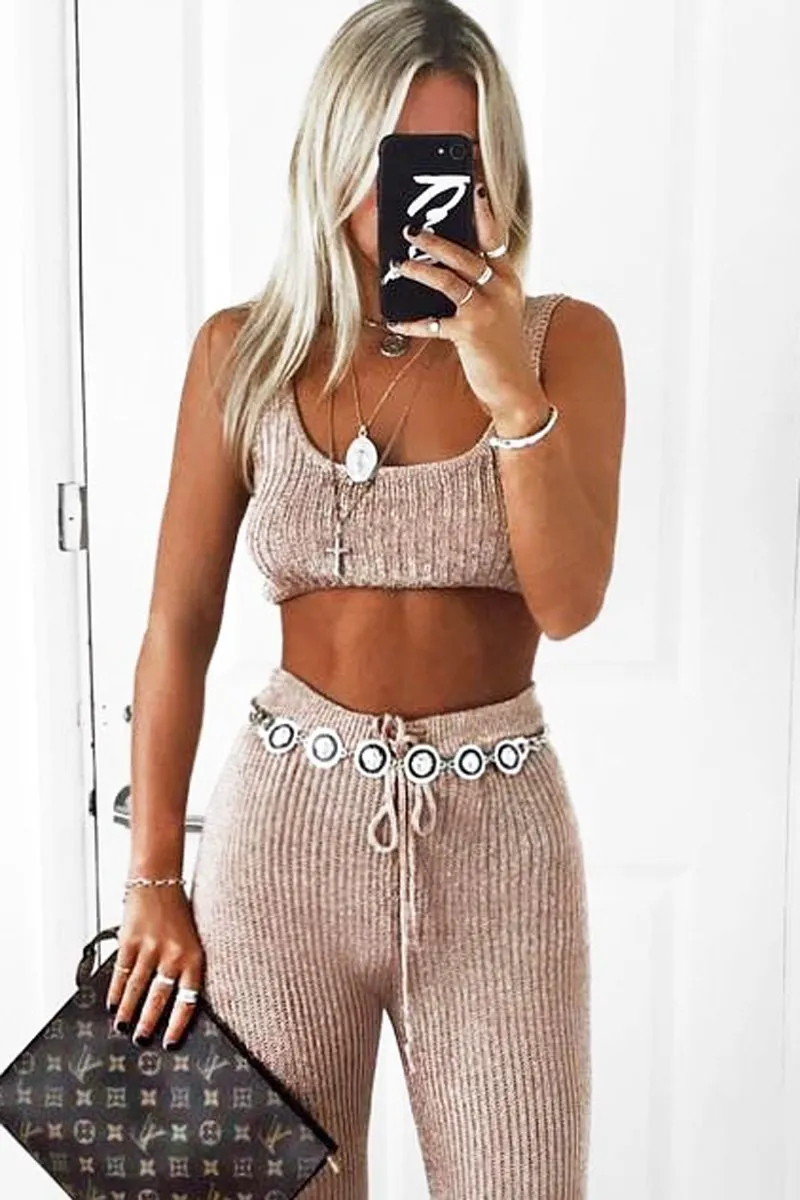 Rose Gold Metallic Knit Bralet - Nidia