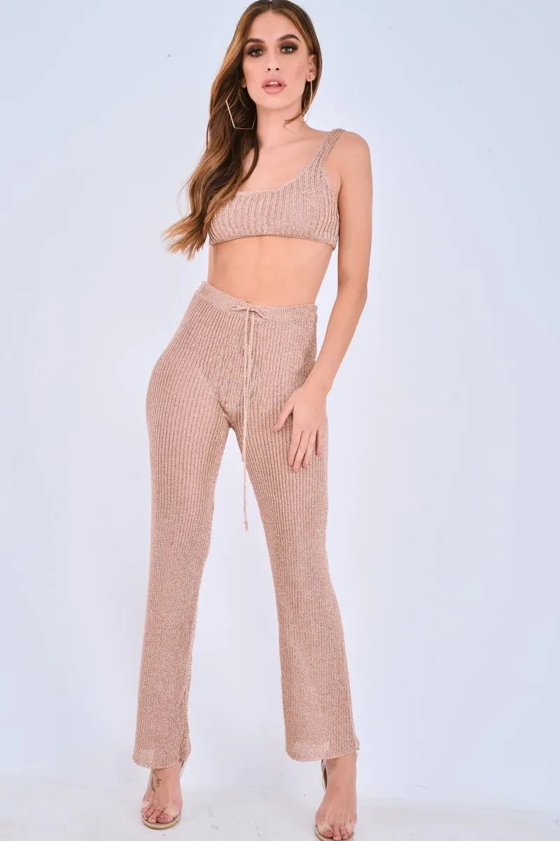 Rose Gold Metallic Knit Bralet - Nidia