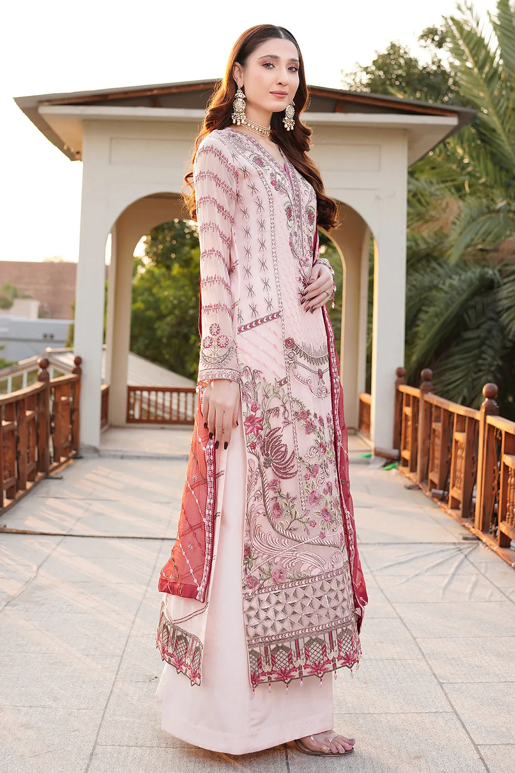 Rose Pink Embroidered Pakistani Salwar Kameez Dupatta Salwar Suit