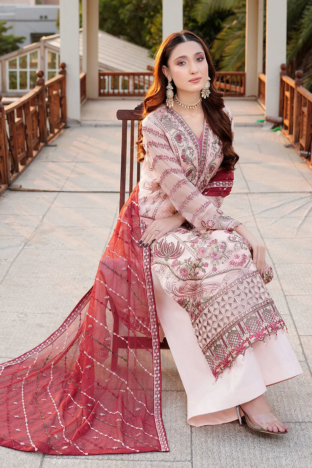 Rose Pink Embroidered Pakistani Salwar Kameez Dupatta Salwar Suit