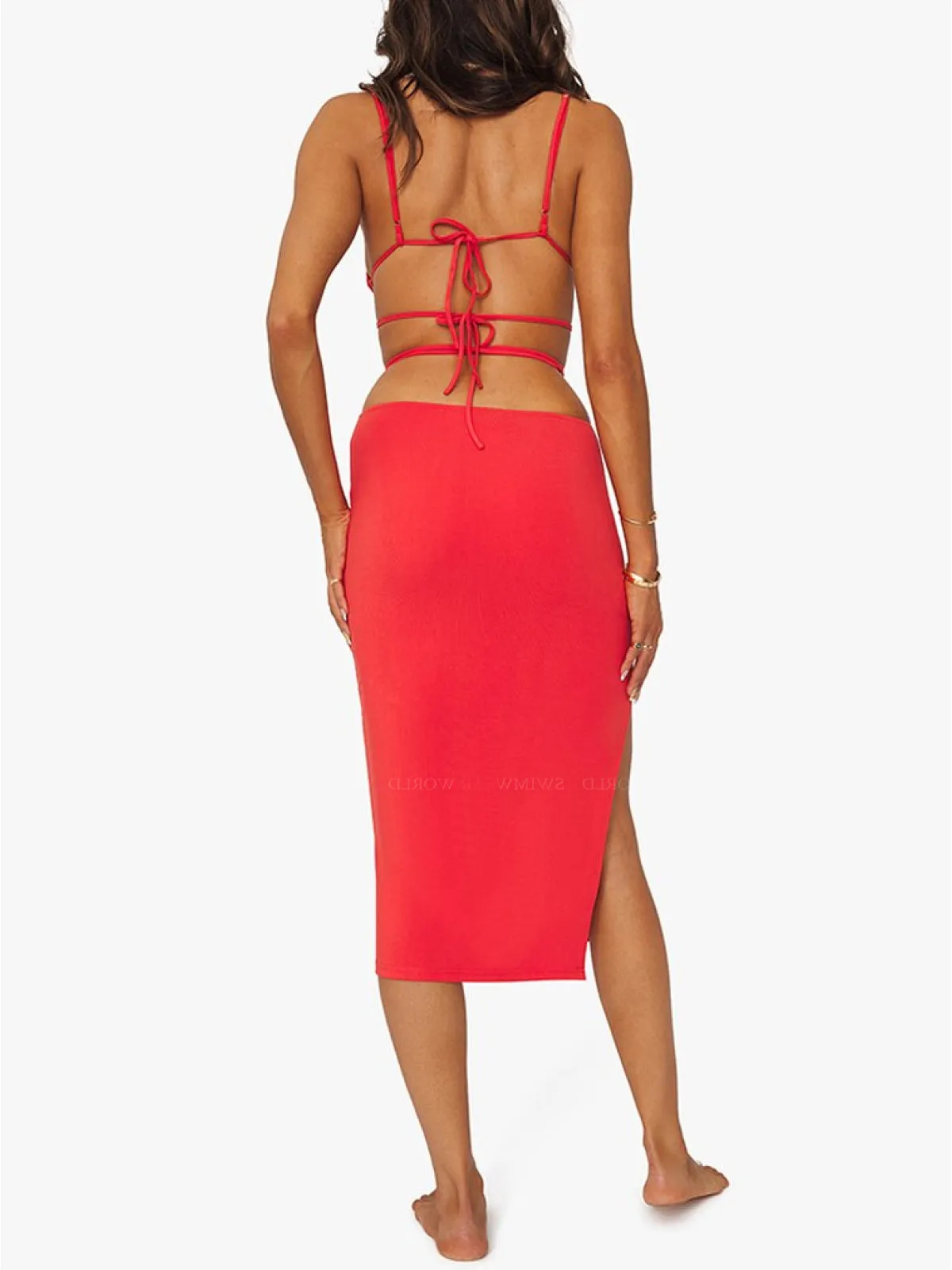 Ruched Bandeau-Cut Out Midi Skirt ::RET