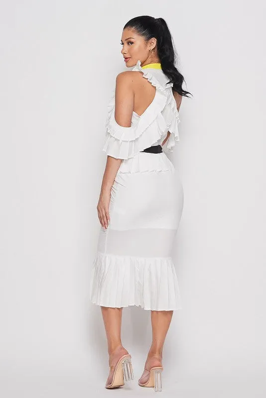 Ruffle Shoulder Dress-HOEA50081