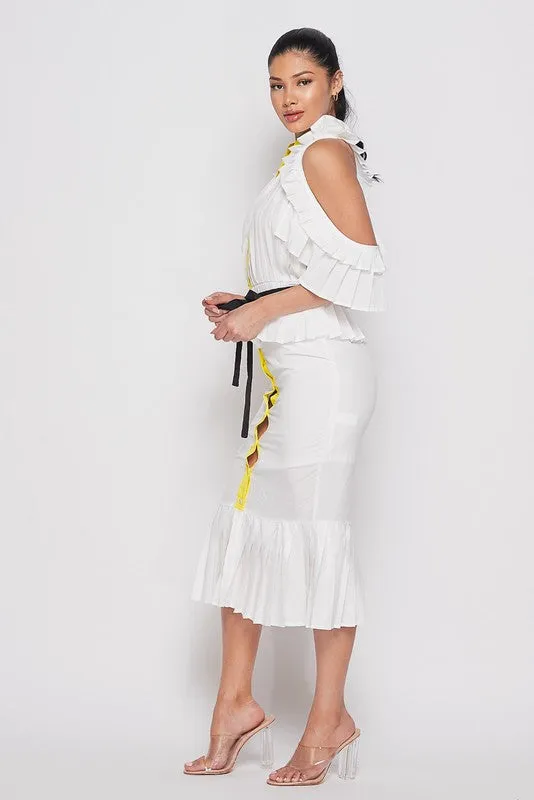 Ruffle Shoulder Dress-HOEA50081