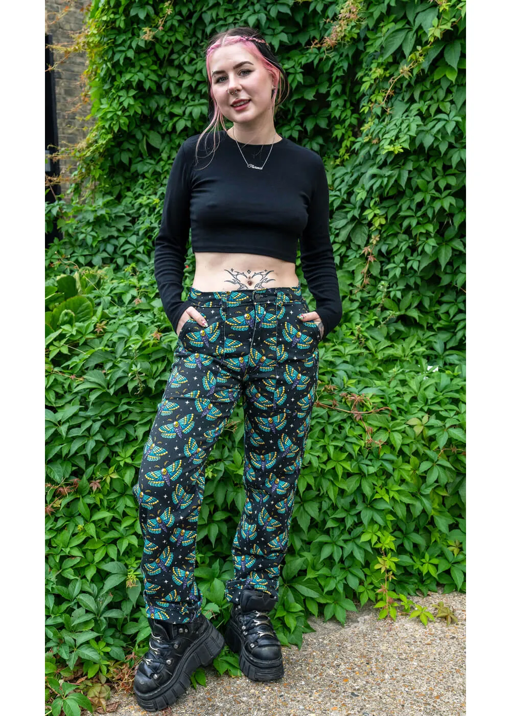 Run & Fly Death Head Moth Jeans Black