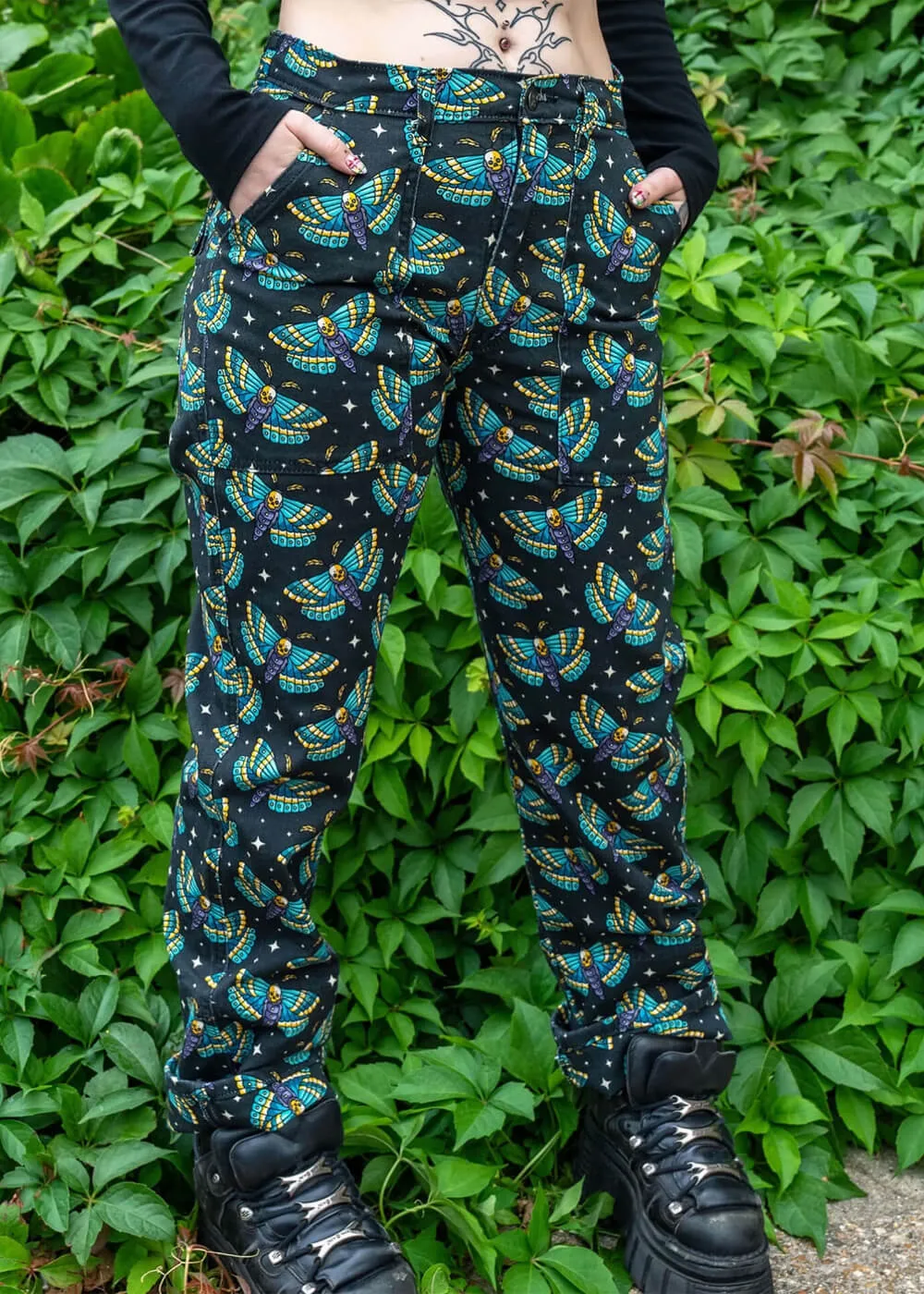 Run & Fly Death Head Moth Jeans Black