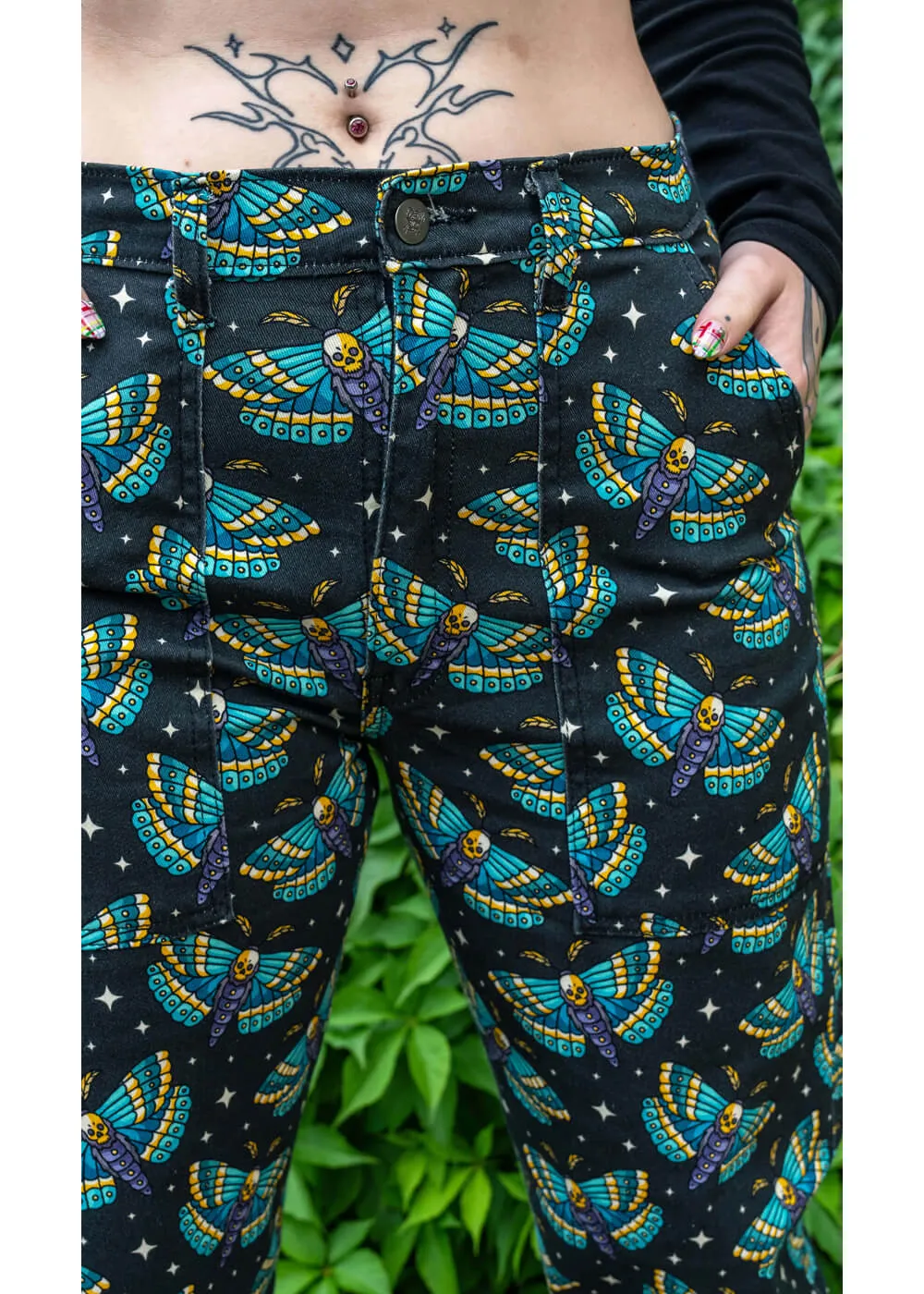 Run & Fly Death Head Moth Jeans Black