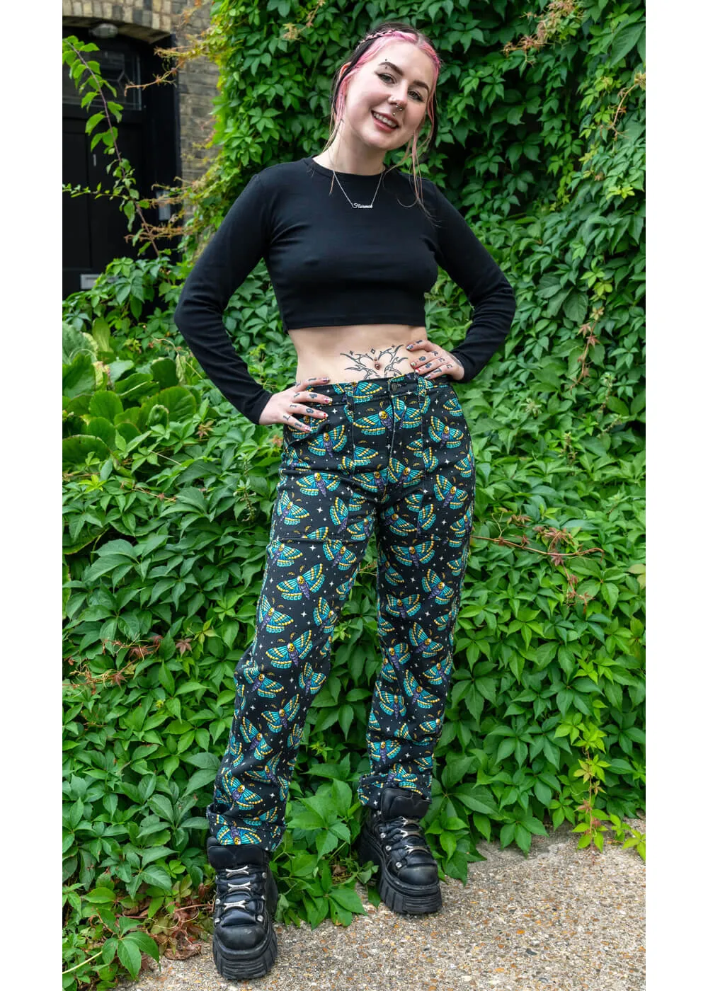 Run & Fly Death Head Moth Jeans Black