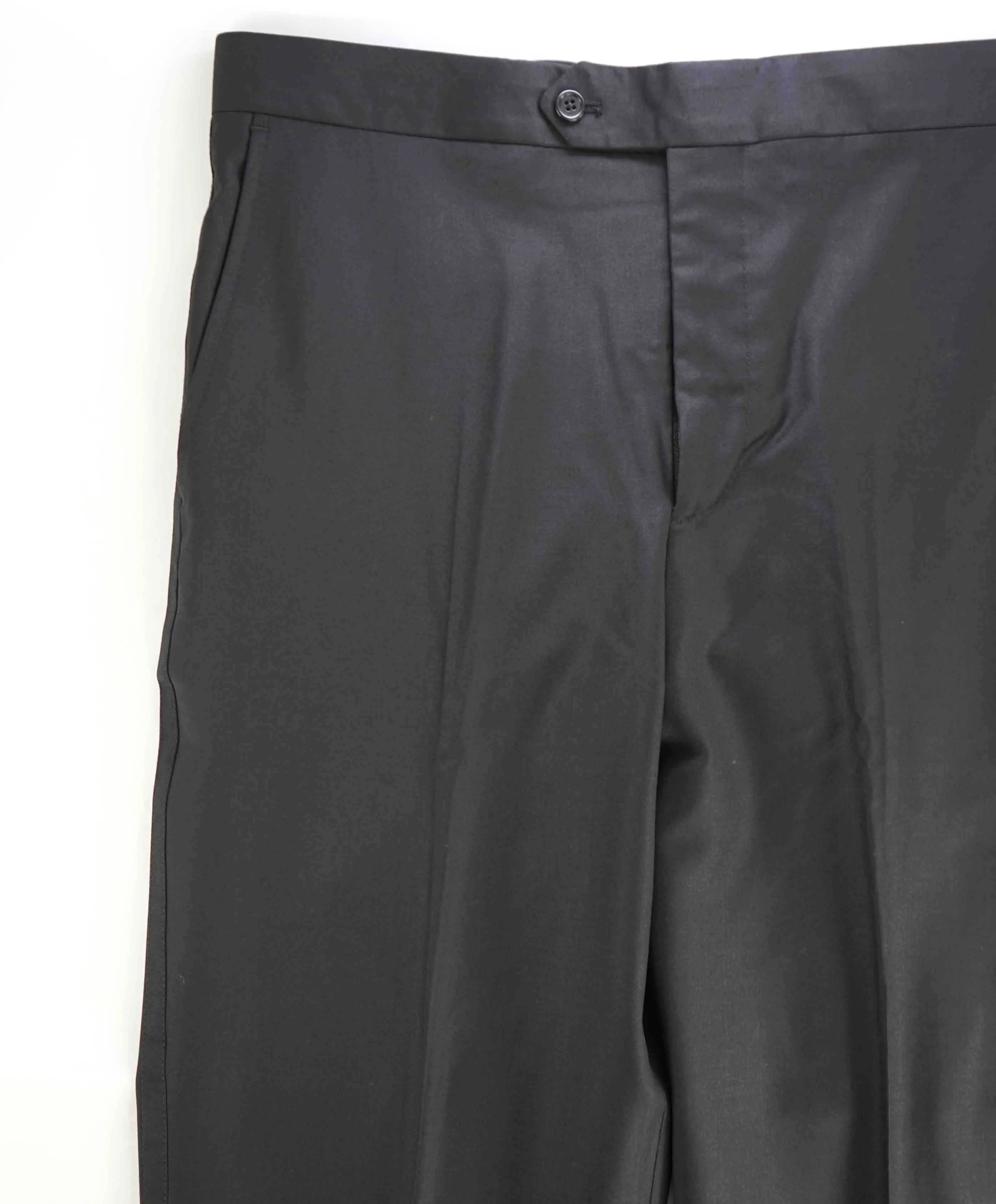 SAKS FIFTH AVE - Black Wool MADE IN ITALY Flat Front Dress Tux Pants- 34W