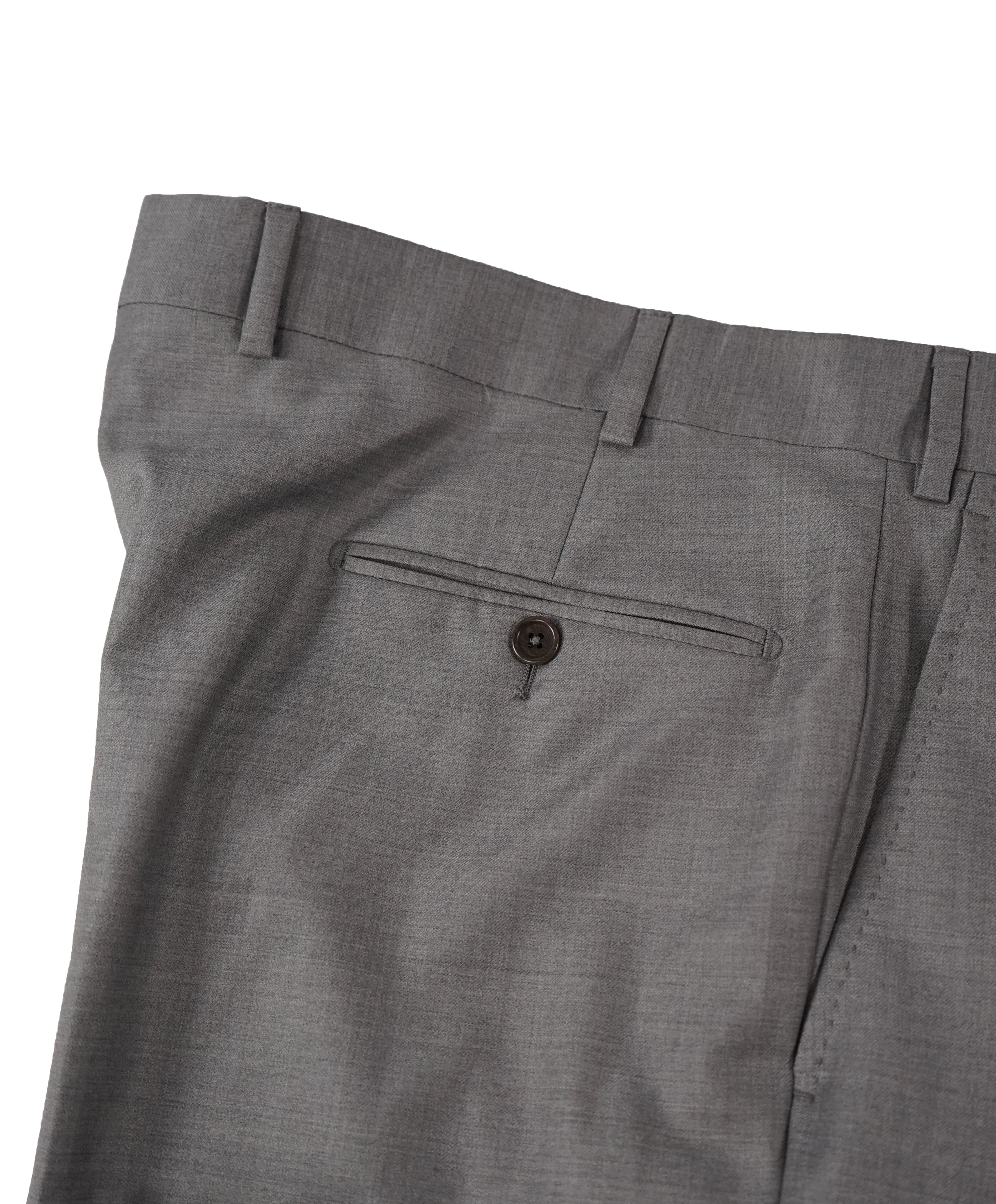 SAKS FIFTH AVE - Gray Wool MADE IN ITALY Flat Front Dress Pants - 38W
