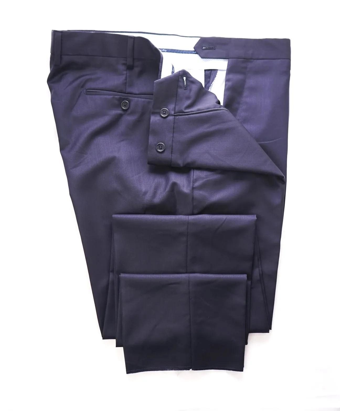 SAKS FIFTH AVE - Navy Wool & Silk MADE IN ITALY Flat Front Dress Pants- 30W