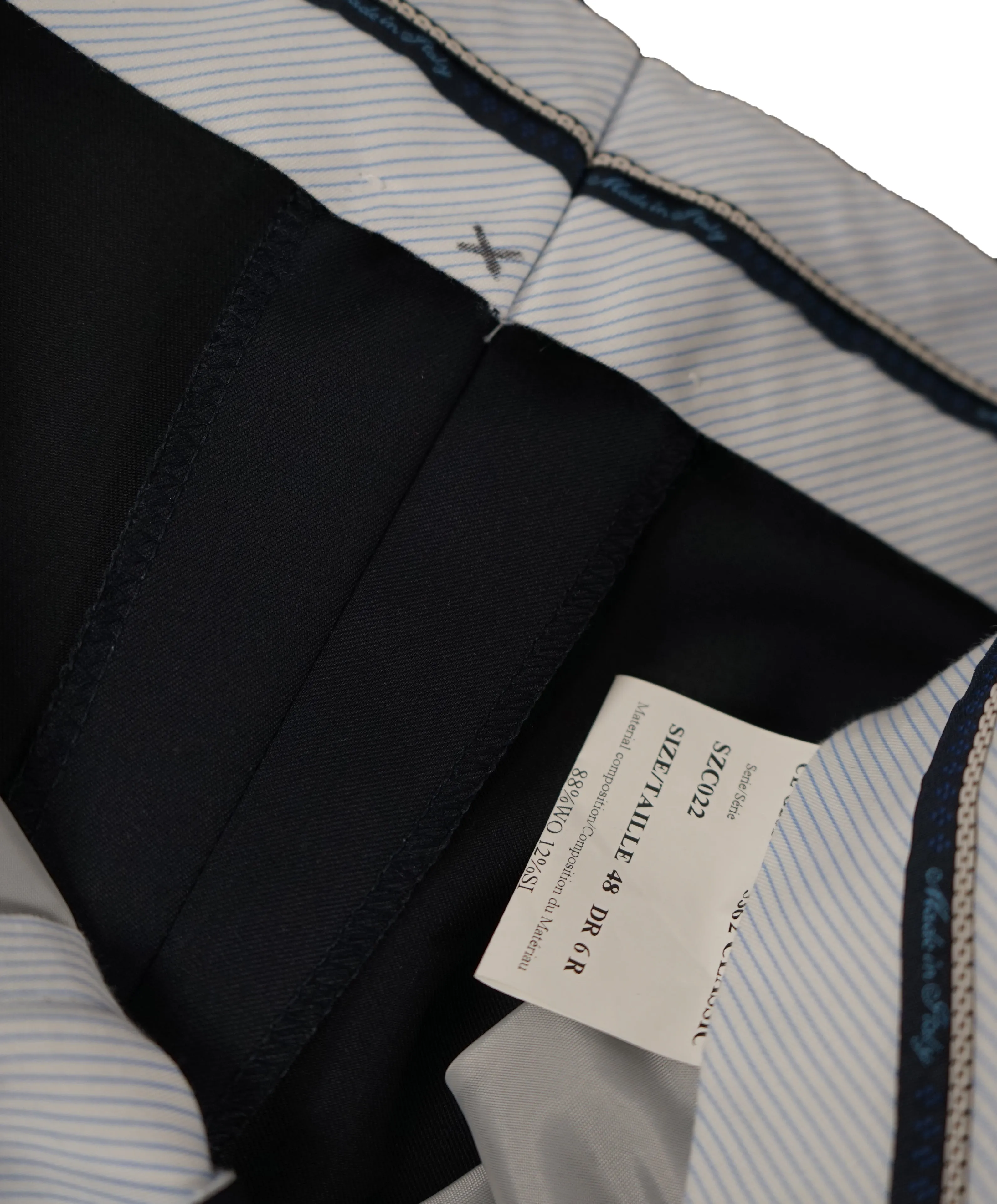 SAKS FIFTH AVE - Navy Wool&Silk MADE IN ITALY Flat Front Dress Pants - 42W
