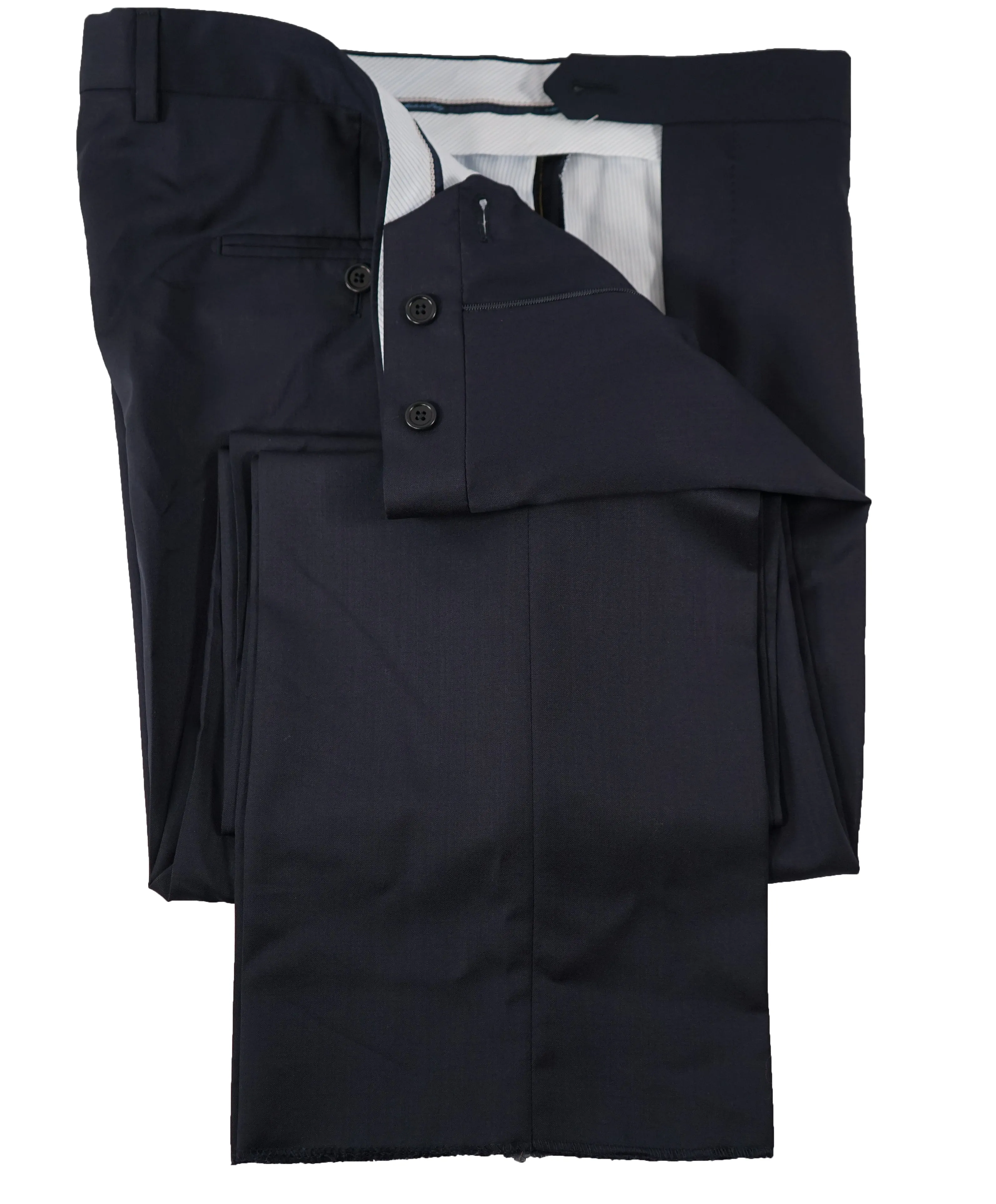 SAKS FIFTH AVE - Navy Wool&Silk MADE IN ITALY Flat Front Dress Pants - 42W