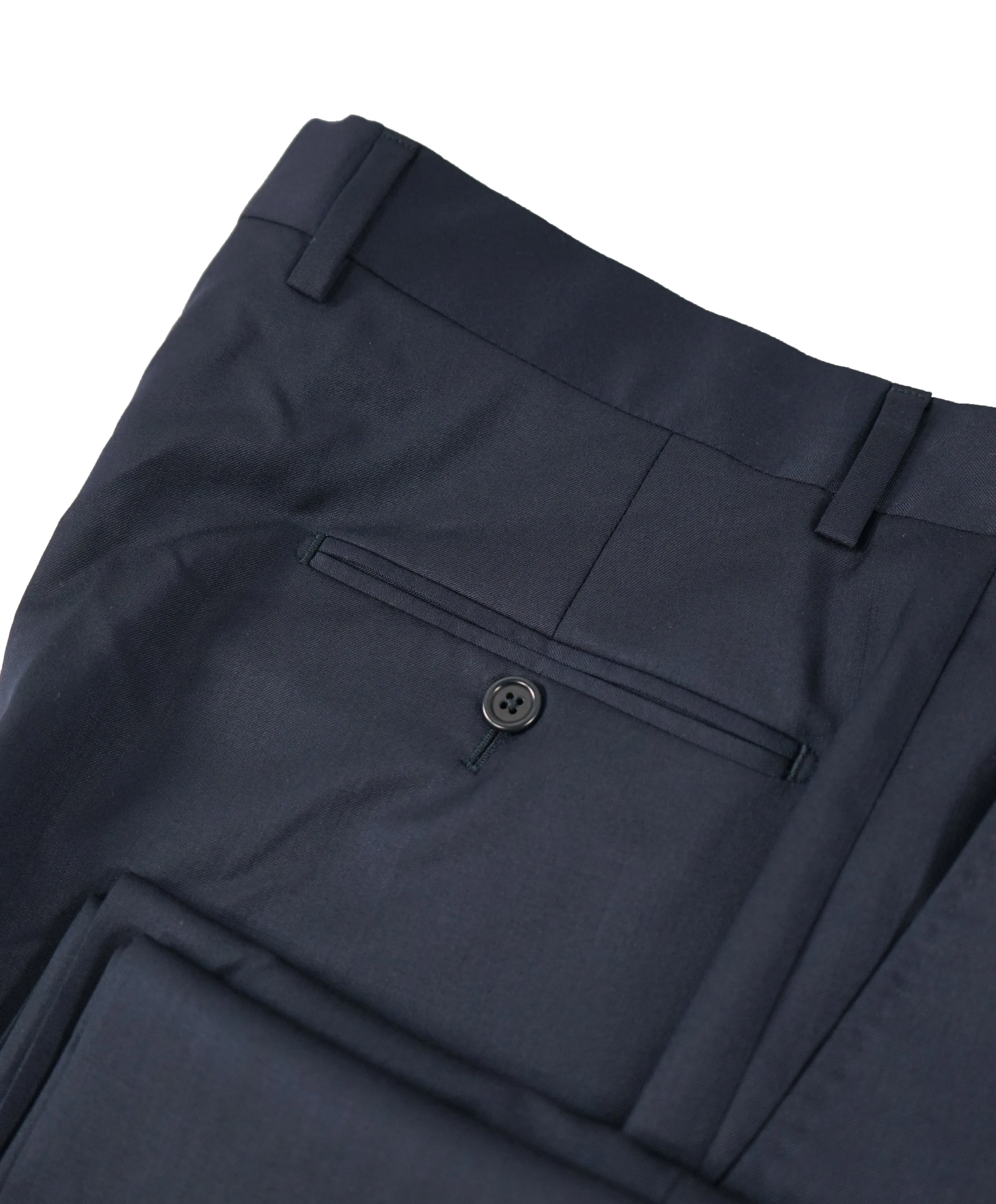 SAKS FIFTH AVE - Navy Wool&Silk MADE IN ITALY Flat Front Dress Pants - 42W