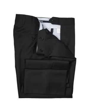 SAKS FIFTH AVENUE -  Solid Black Made In Italy Dress Pants - 36W