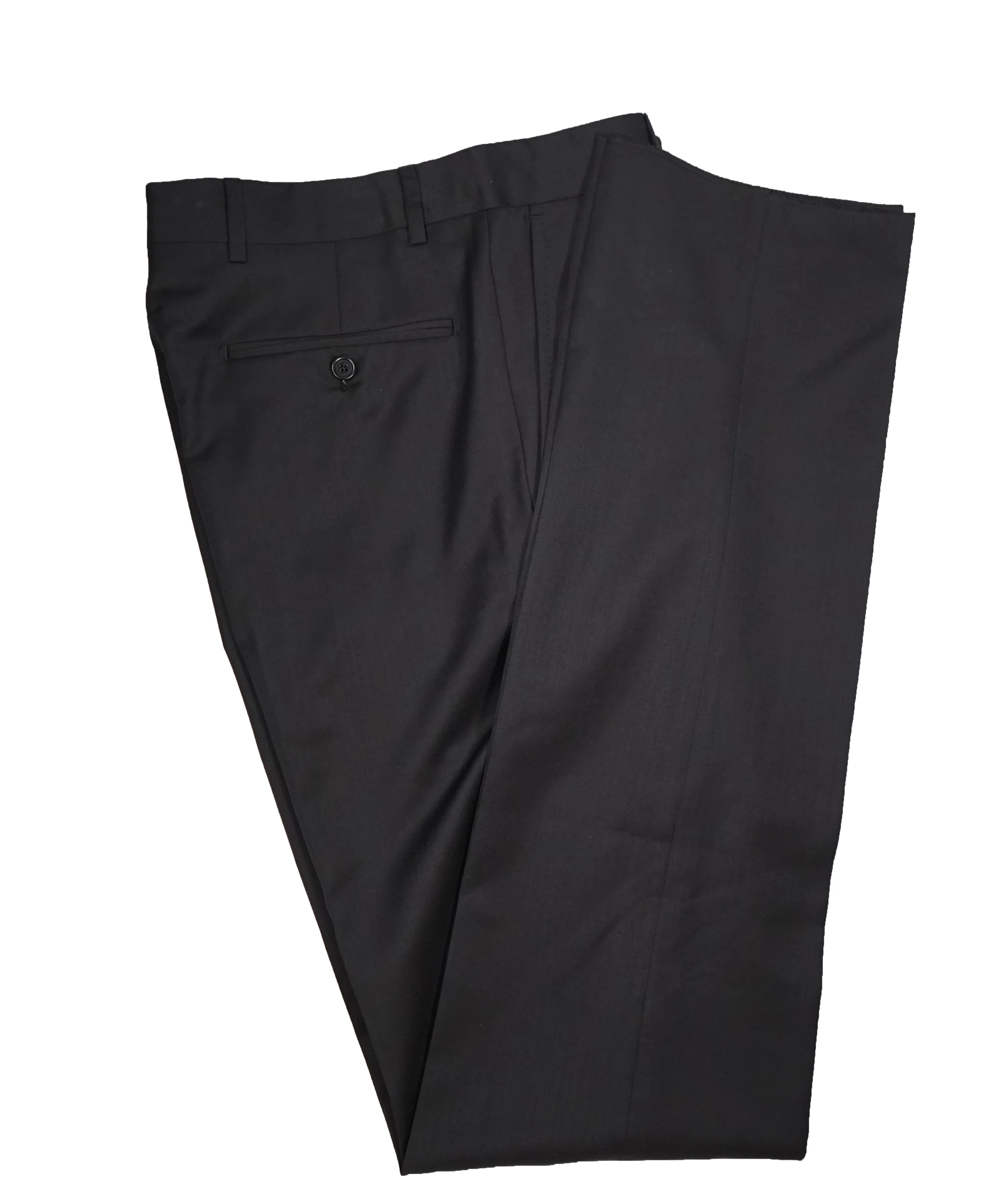 SAKS FIFTH AVENUE -  Solid Black Made In Italy Dress Pants - 36W