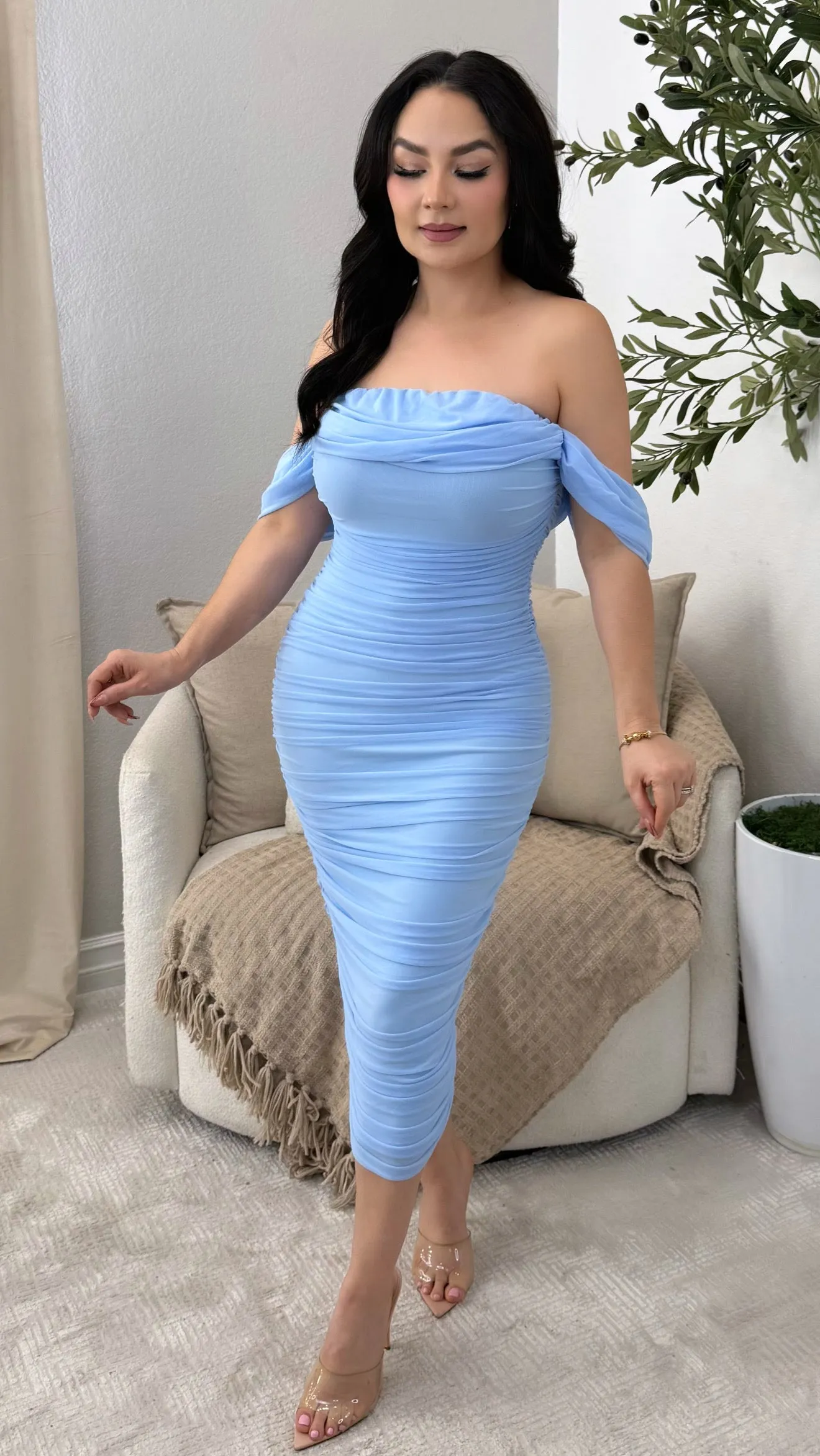 SASHA LIGHT BLUE MIDI DRESS