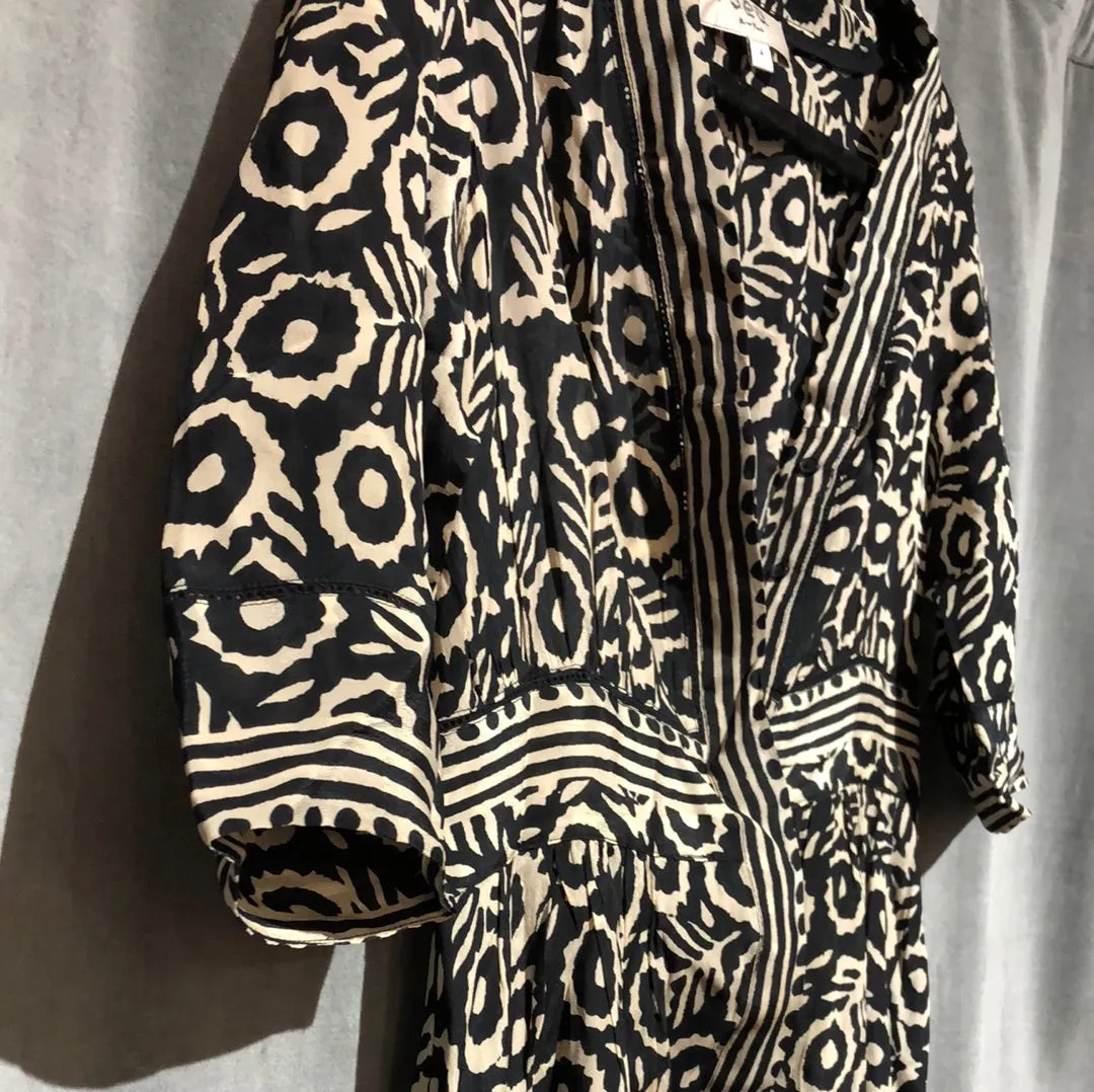 Sea New York Black and White Print 'Emi' Midi Dress