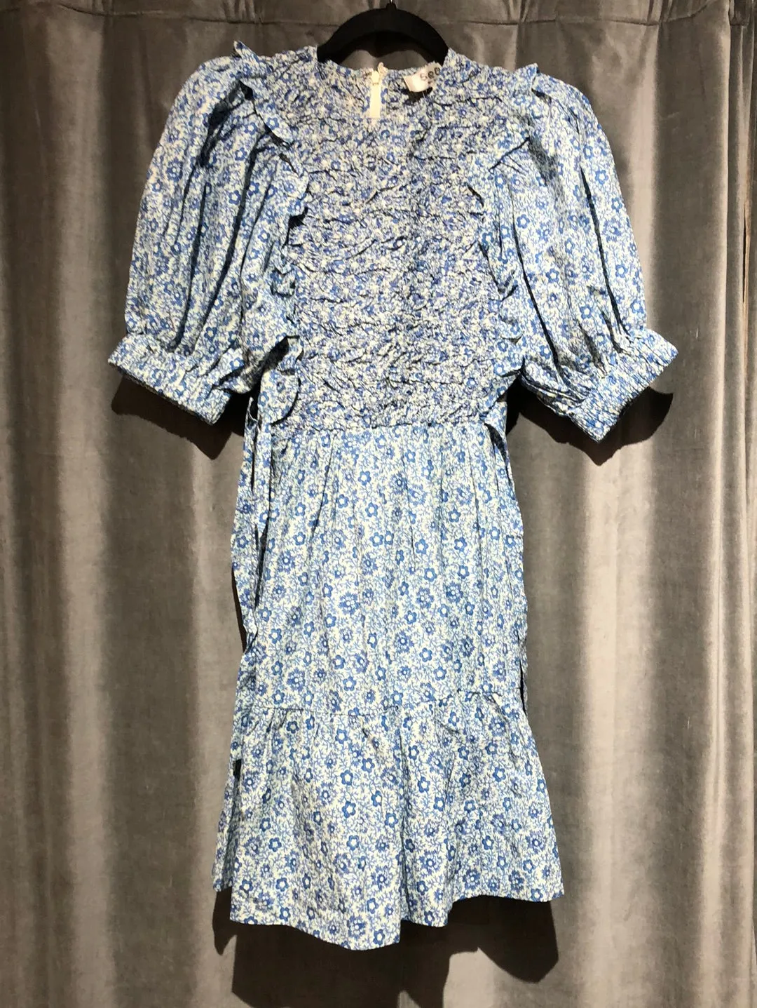 SEA New York Short Sleeve White Puff Sleeve Midi Dress 'VIOLET'