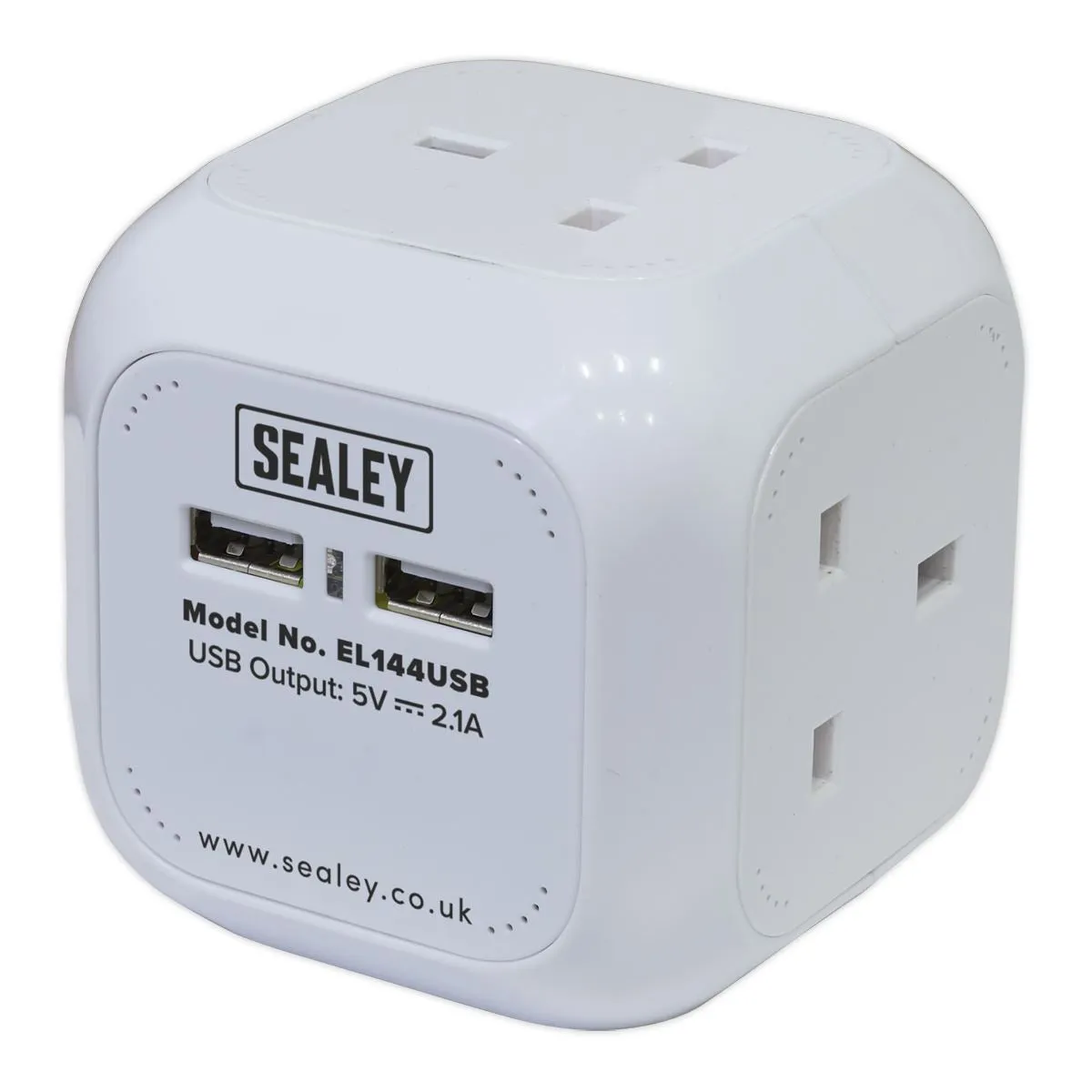 Sealey Extension Cable Cube 1.4m 4 x 230V & 2 x USB Sockets - White