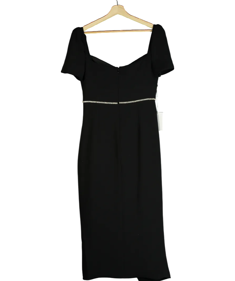 Self-Portrait Black Diamante Crepe Midi Dress UK 12