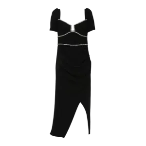 Self-Portrait Black Diamante Crepe Midi Dress UK 12