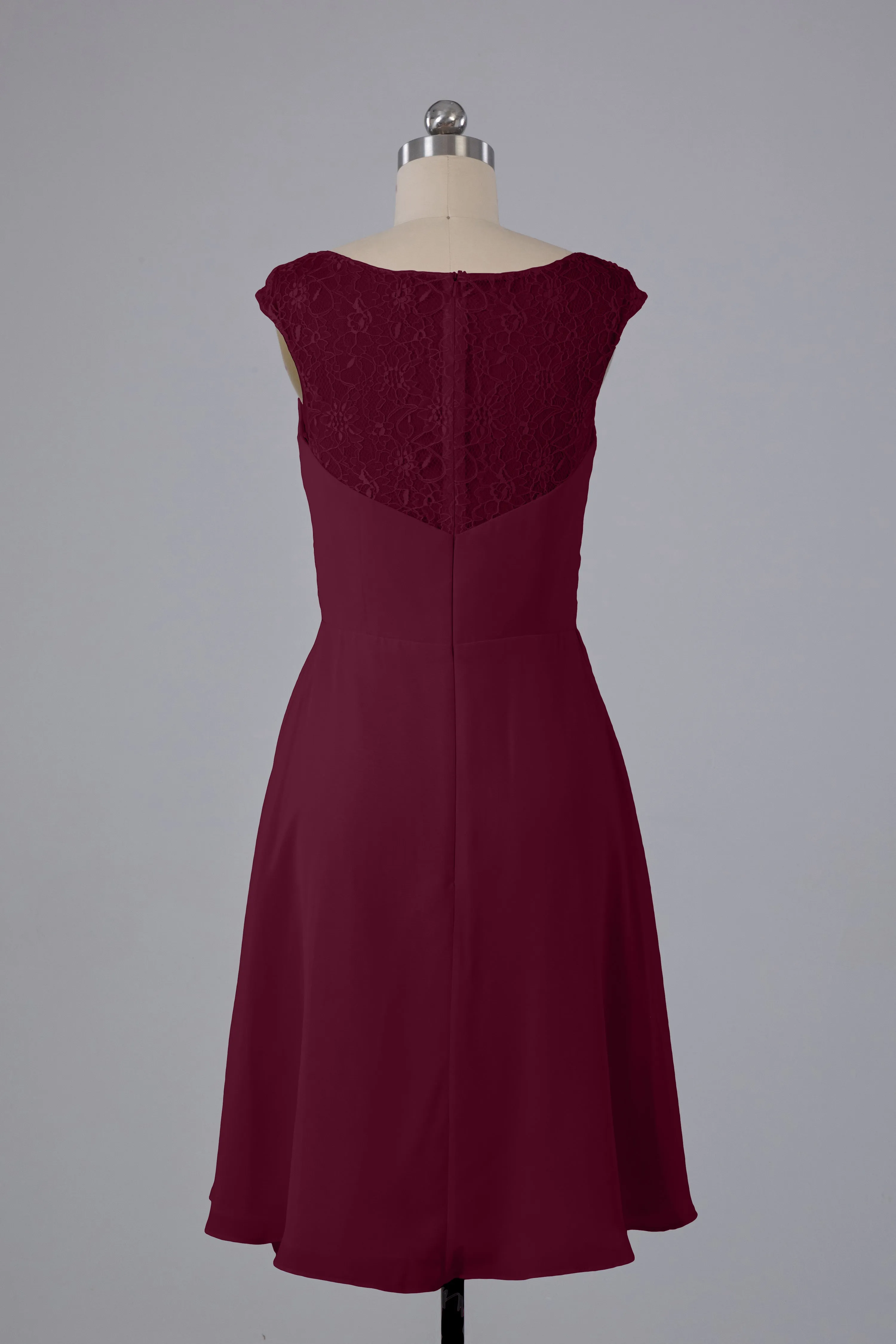 Simple Knee Length V-Neck Chiffon Bridesmaid Dresses