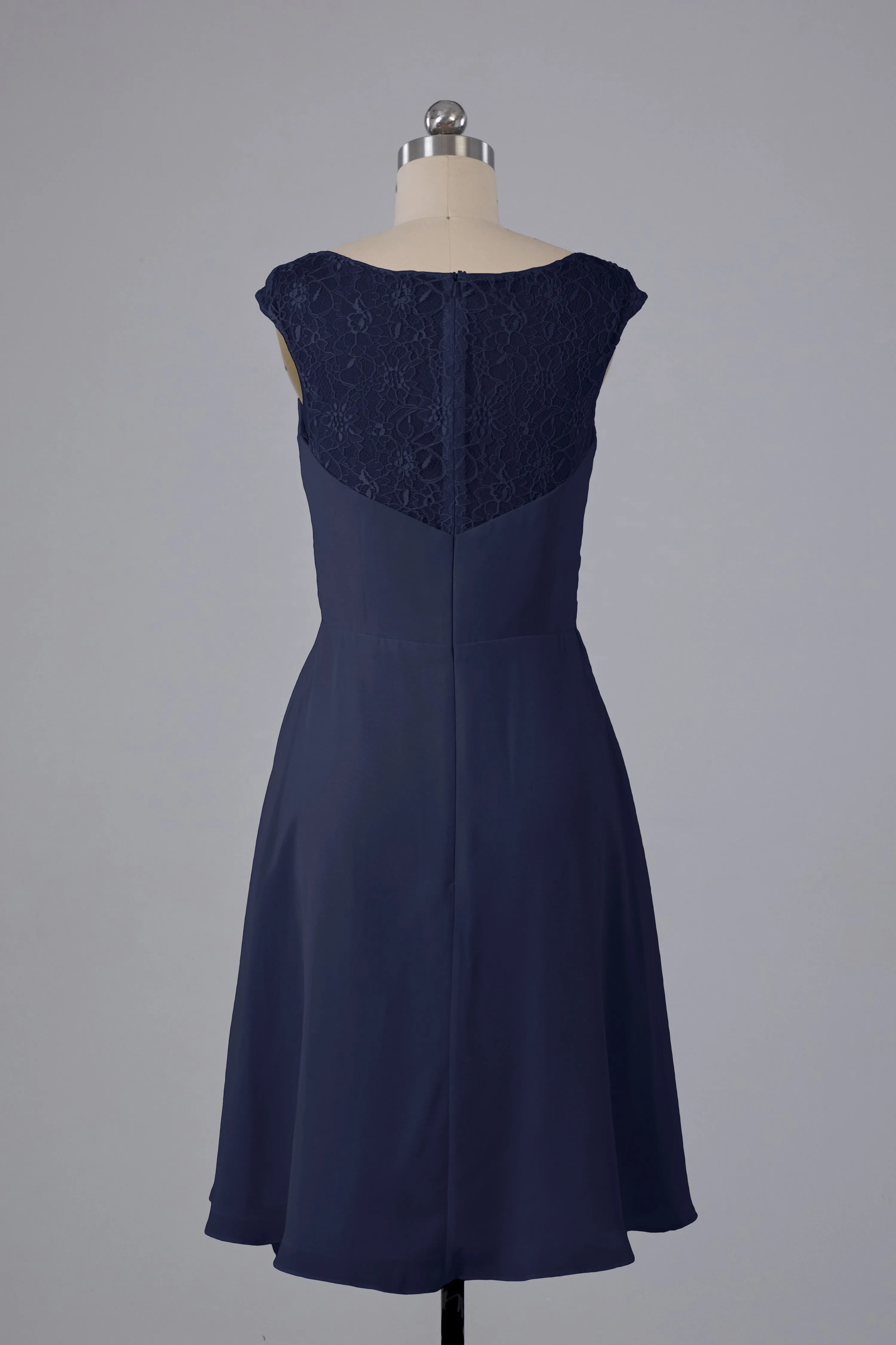 Simple Knee Length V-Neck Chiffon Bridesmaid Dresses