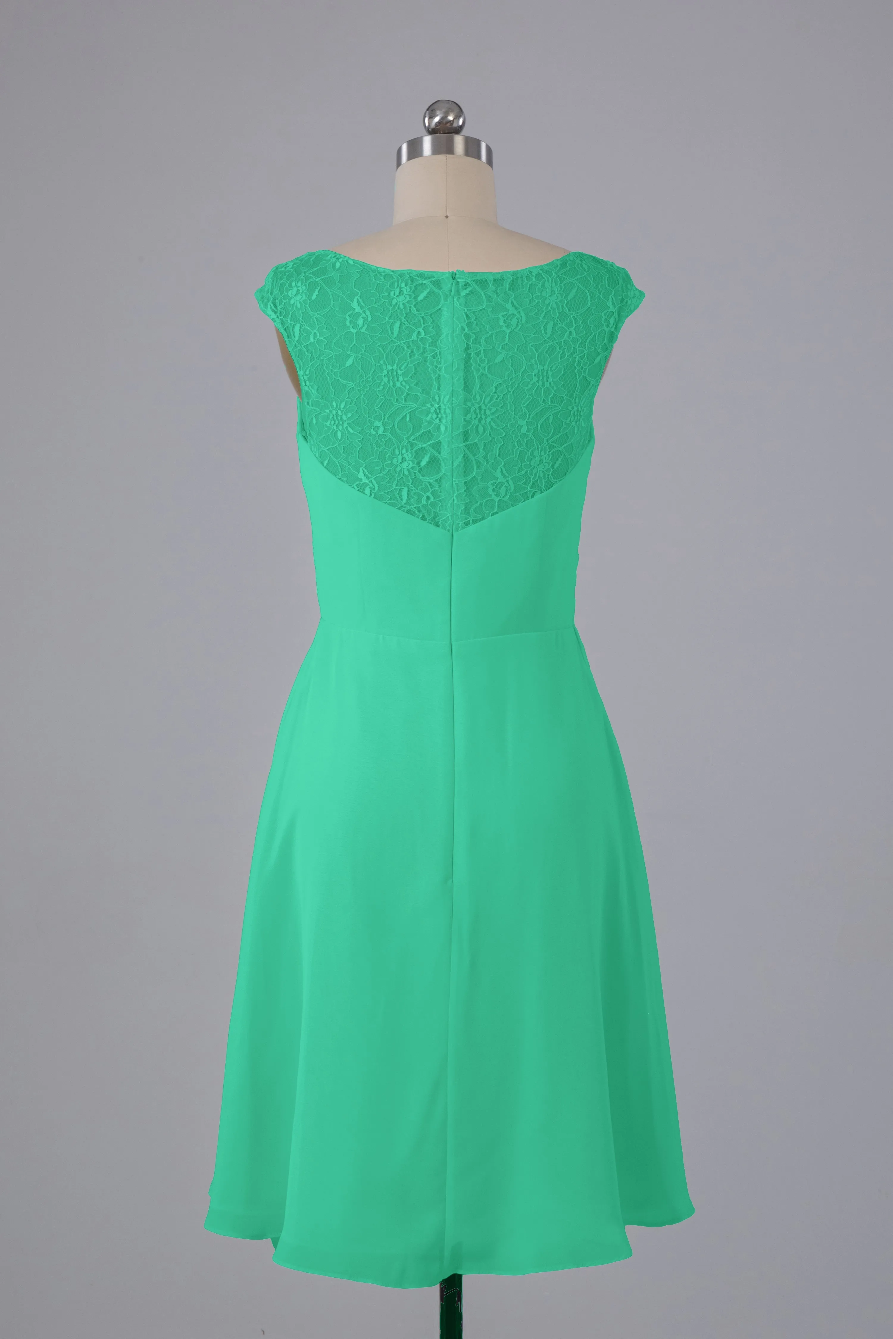 Simple Knee Length V-Neck Chiffon Bridesmaid Dresses