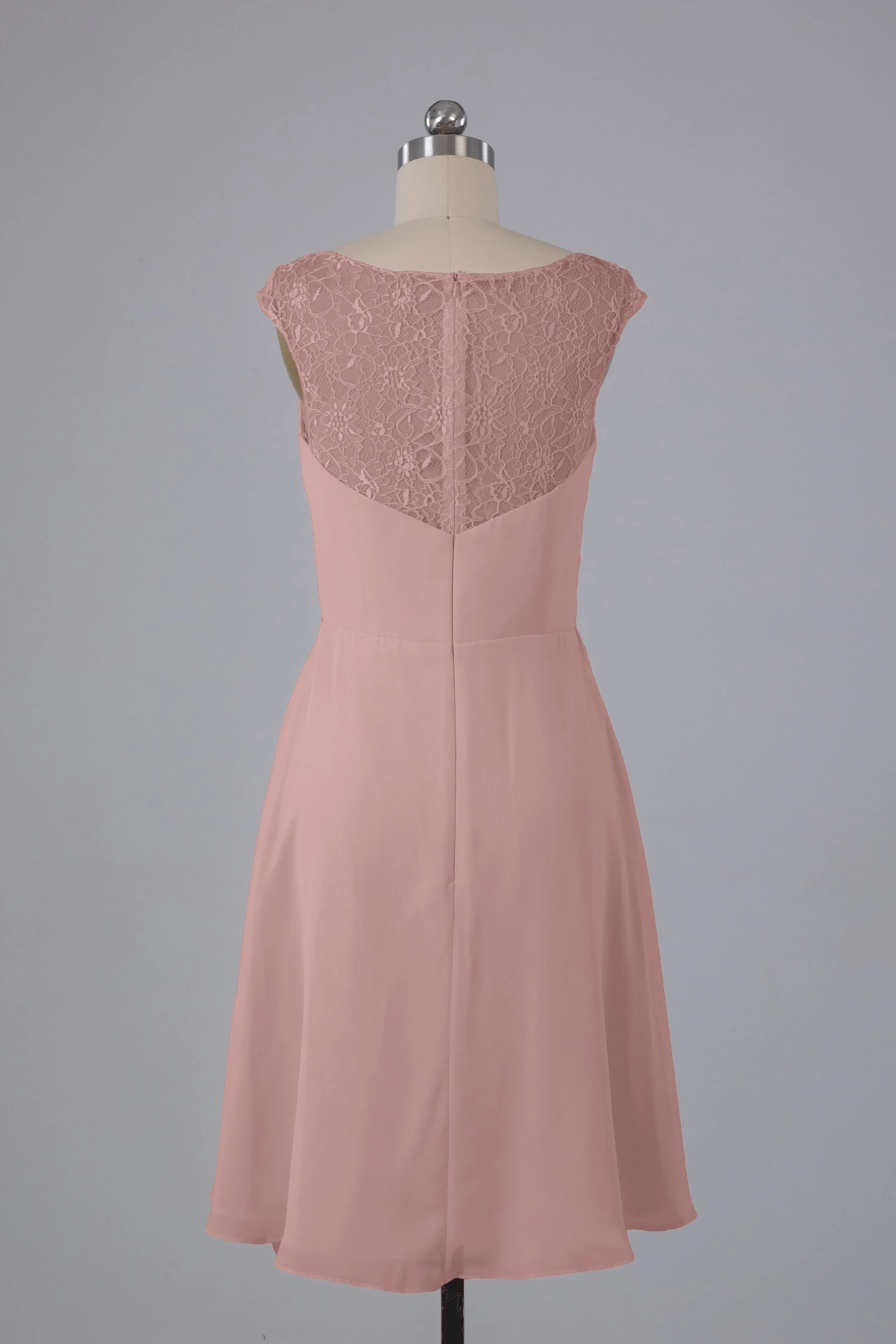 Simple Knee Length V-Neck Chiffon Bridesmaid Dresses