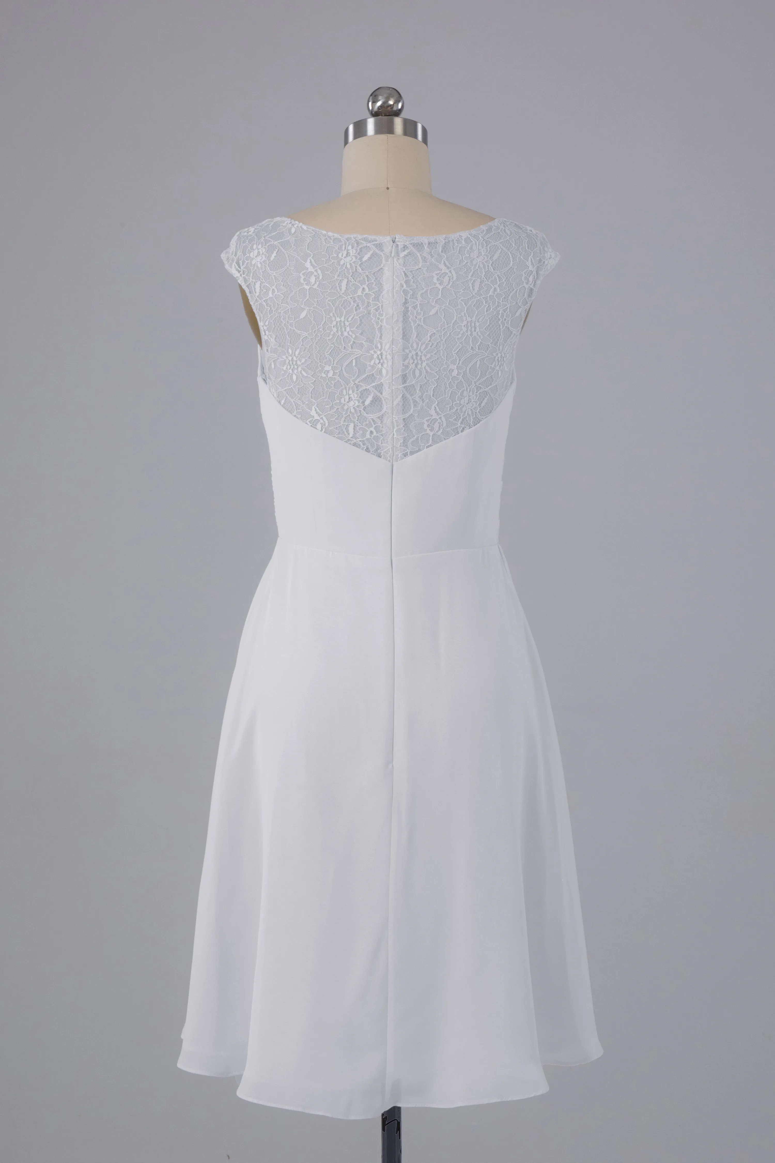 Simple Knee Length V-Neck Chiffon Bridesmaid Dresses