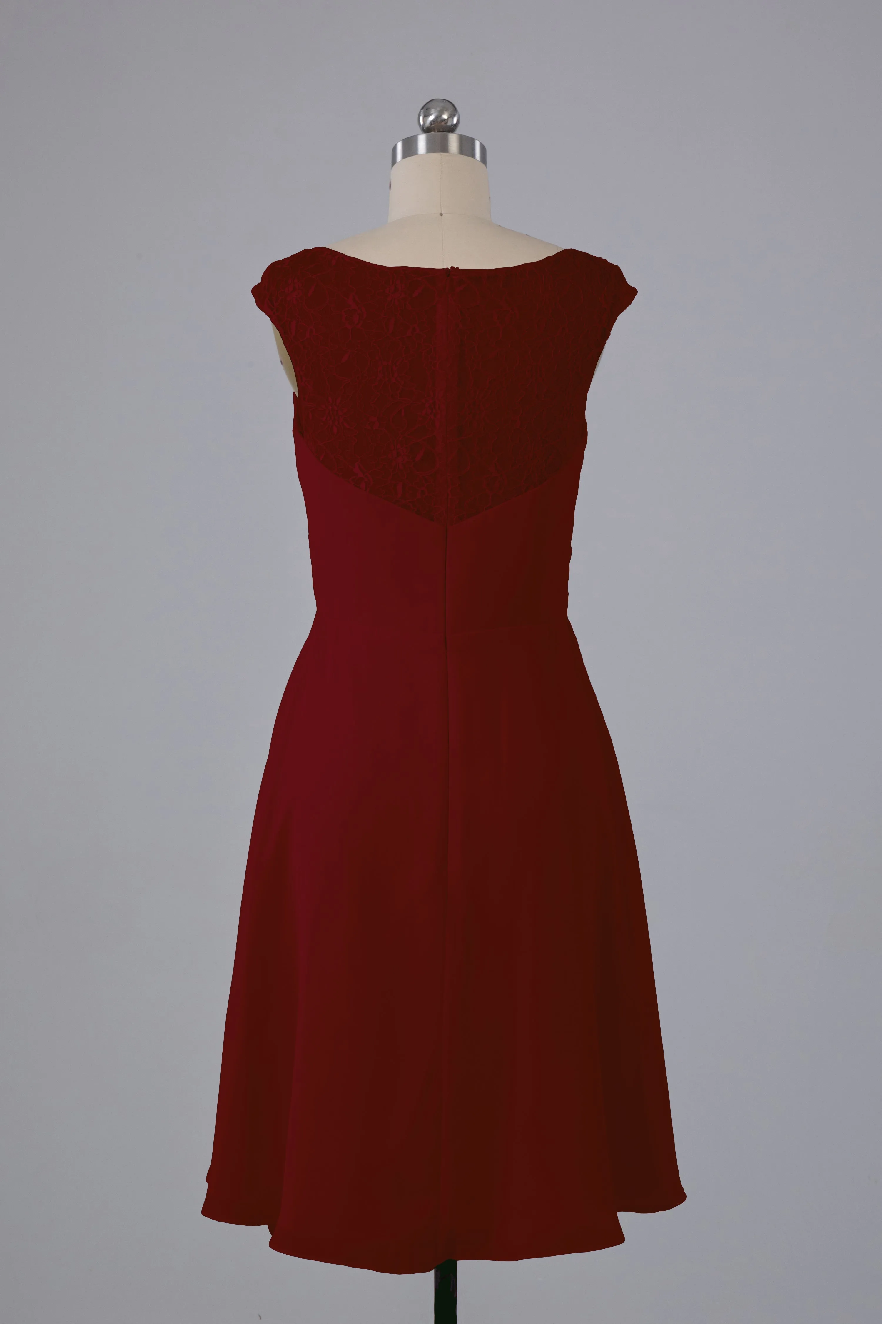 Simple Knee Length V-Neck Chiffon Bridesmaid Dresses