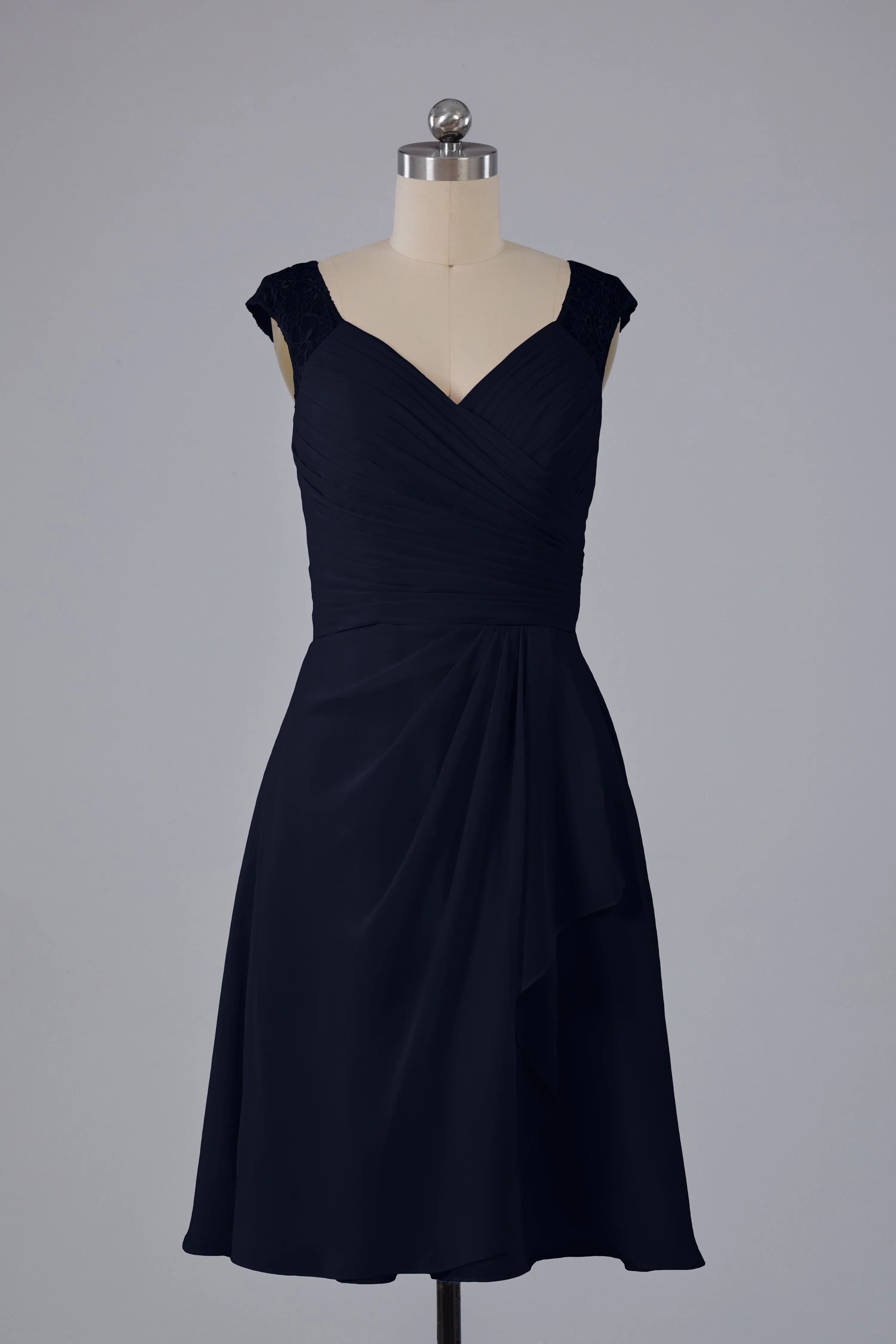 Simple Knee Length V-Neck Chiffon Bridesmaid Dresses