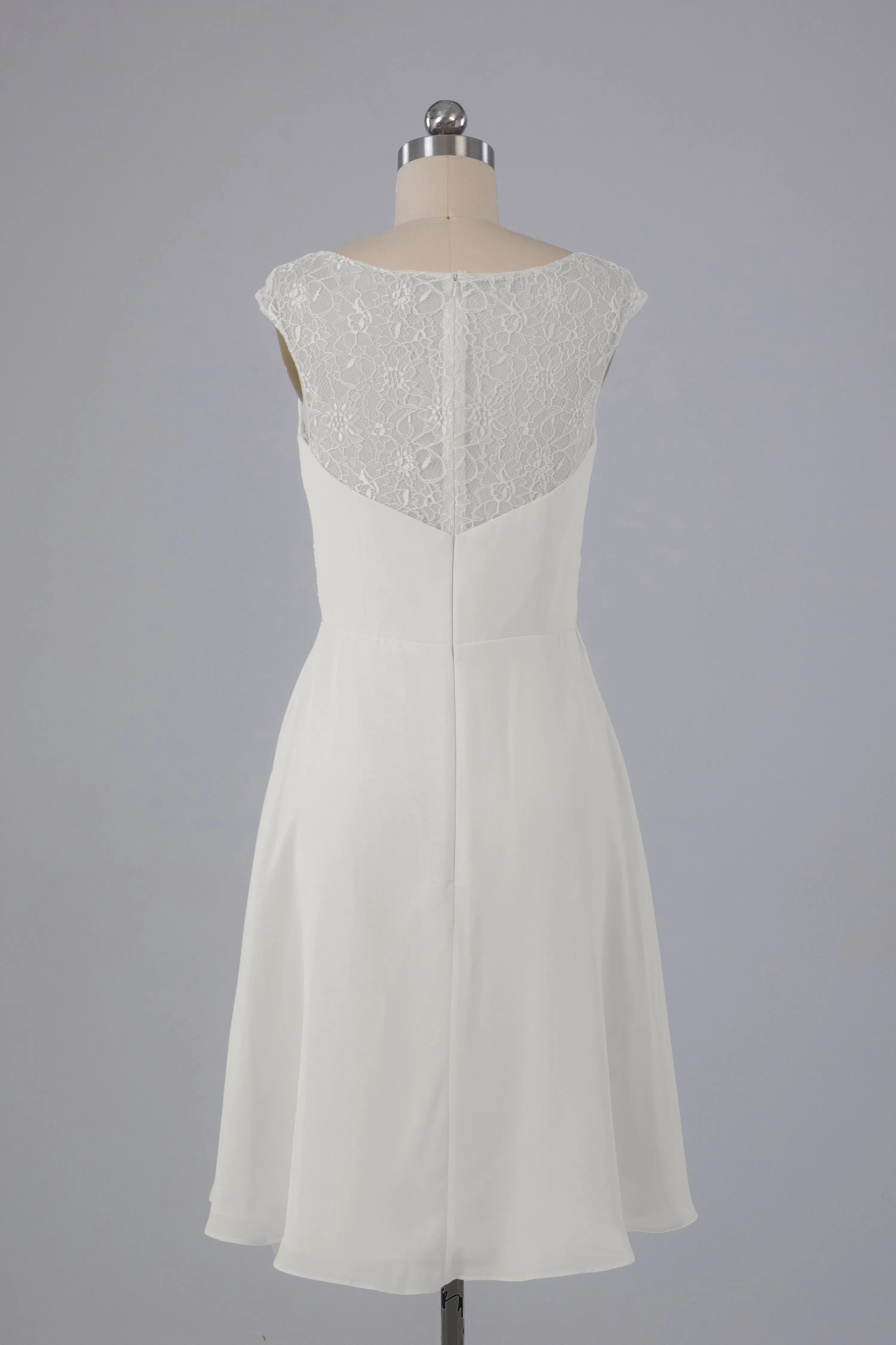 Simple Knee Length V-Neck Chiffon Bridesmaid Dresses