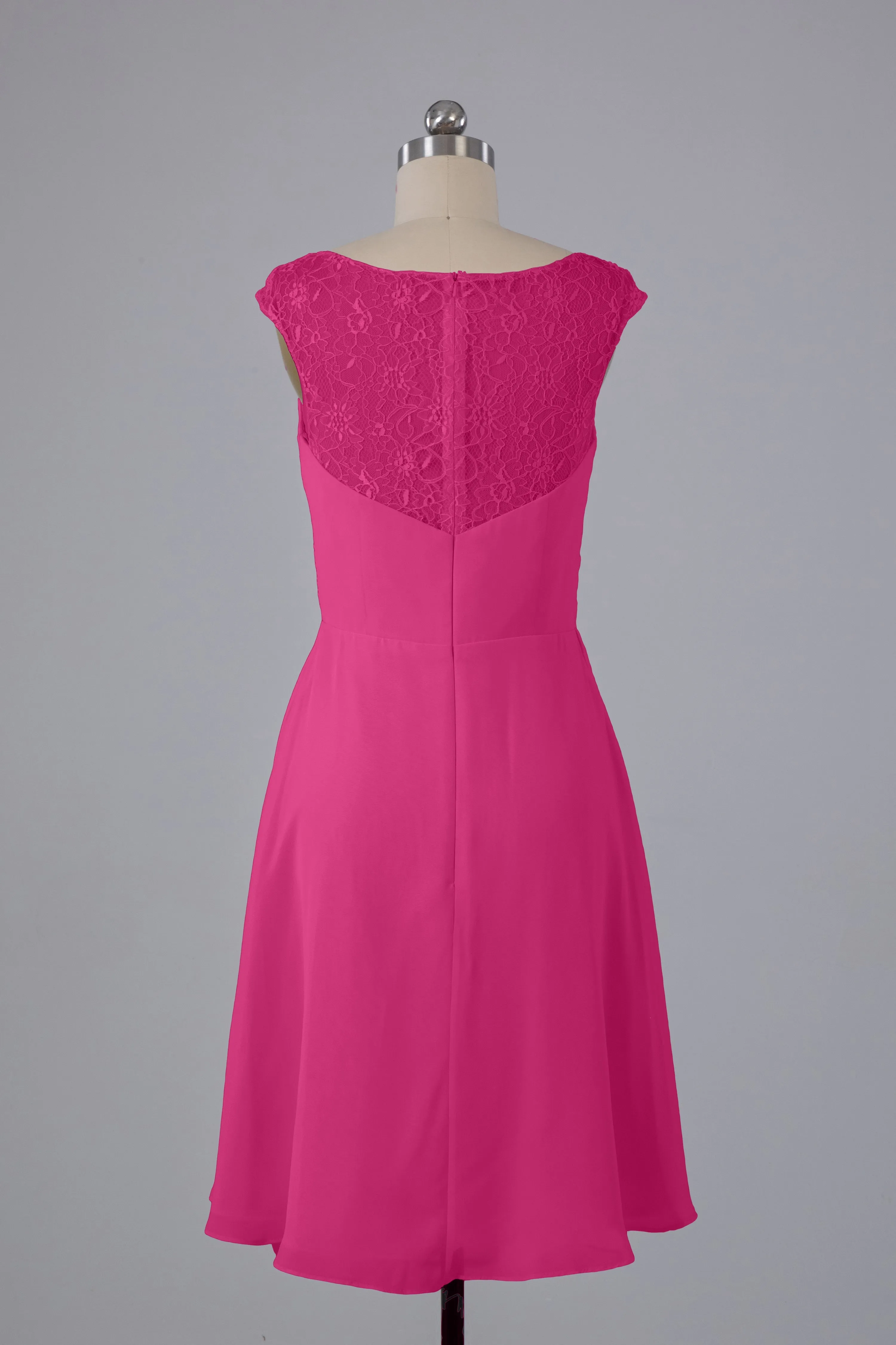 Simple Knee Length V-Neck Chiffon Bridesmaid Dresses