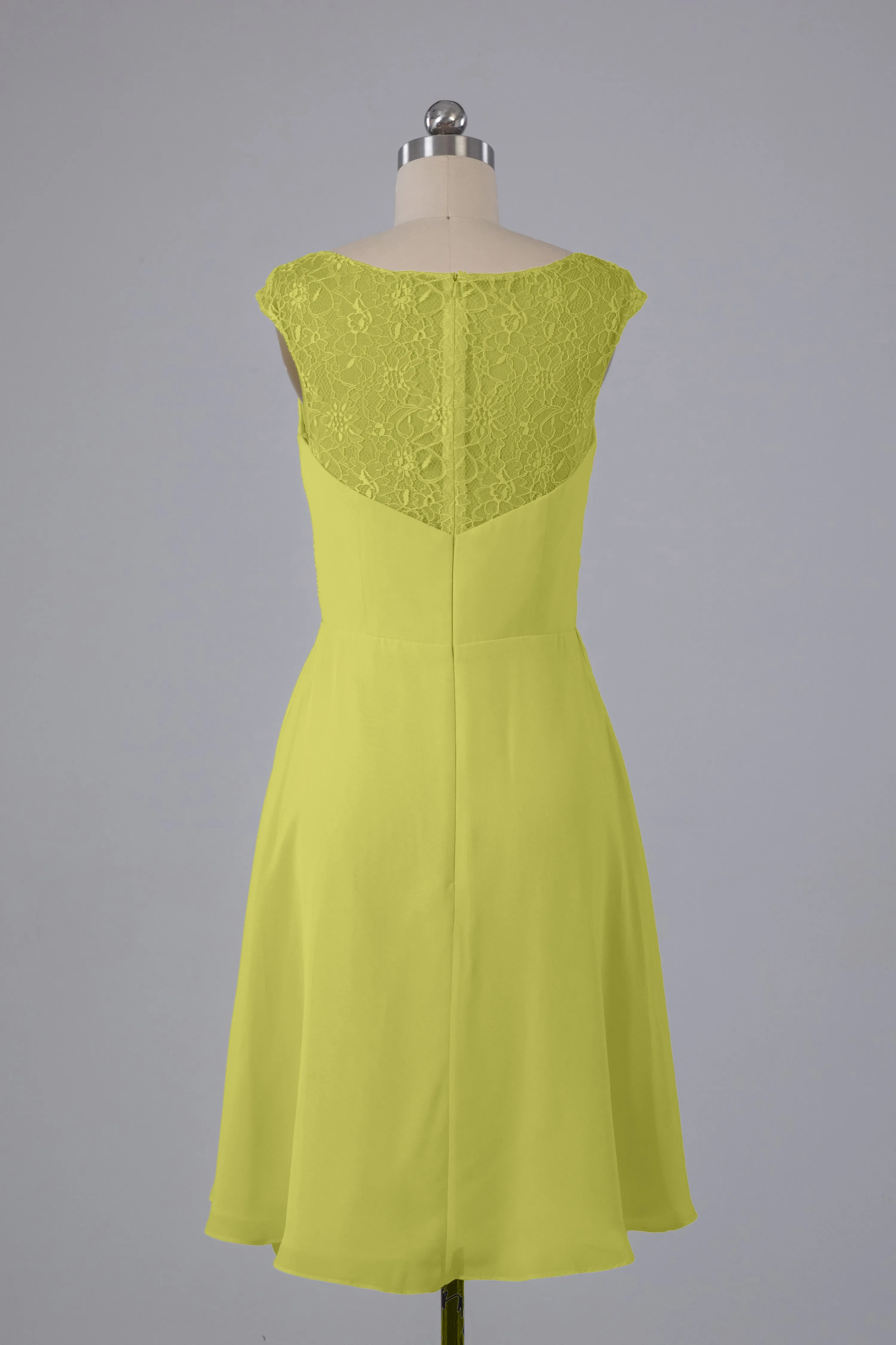 Simple Knee Length V-Neck Chiffon Bridesmaid Dresses